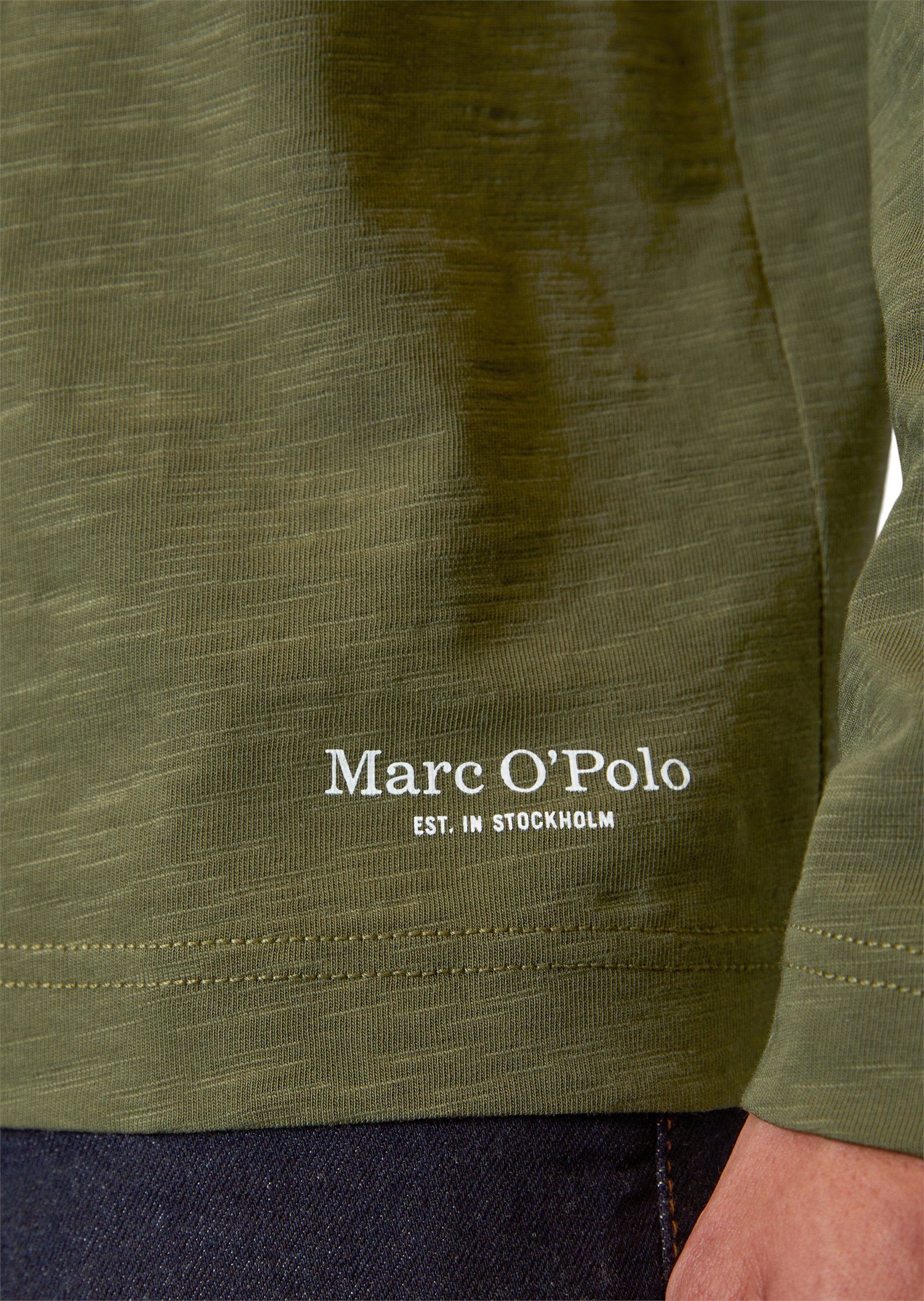 Marc O'Polo Langarmshirt in grün Heavy-Slub-Jersey-Qualität