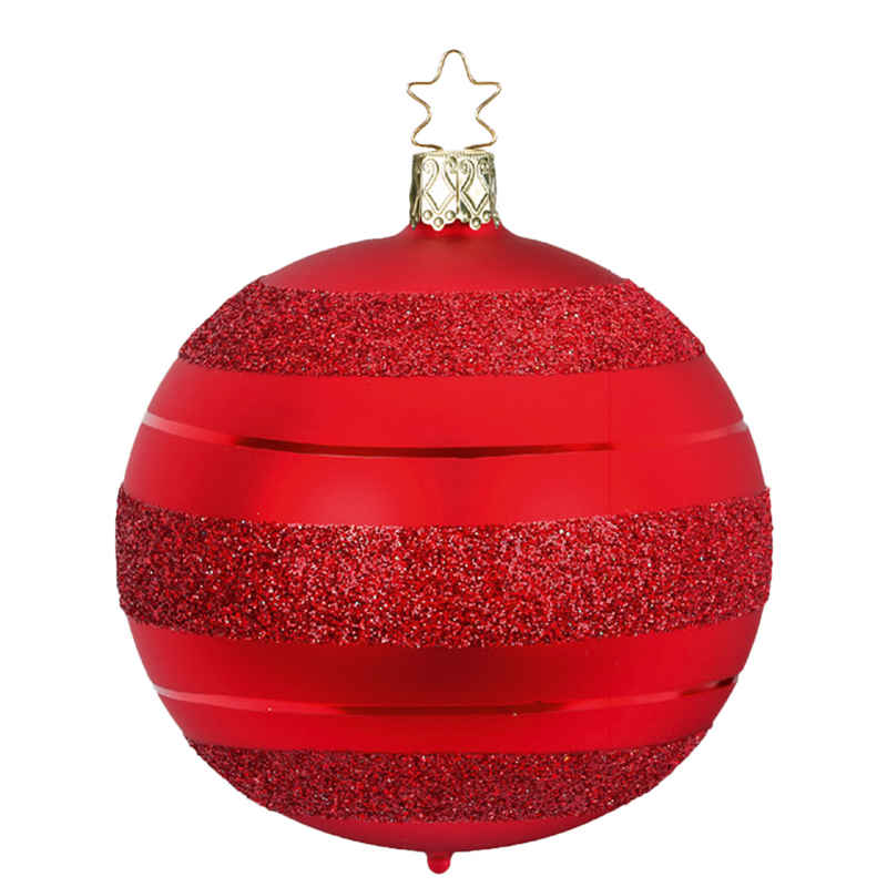 INGE-GLAS® Weihnachtsbaumkugel »moderne Streifen rot matt« (1 Stück), mundgeblasen, handbemalt