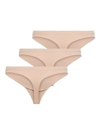 ONLY T-String ONLVICKY (Packung, Tan RIB 3-St) 3-PK Rugby NOOS S-LESS THONG