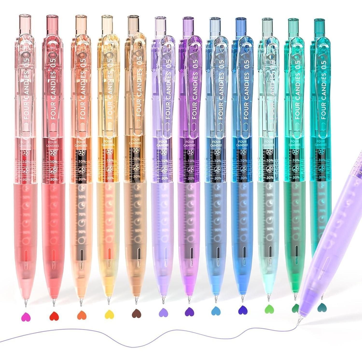 LuxusKollektion Gelschreiber Gelschreiber 0,5mm 12 Tintenfarben einziehbar Mehrfarbige Tinte