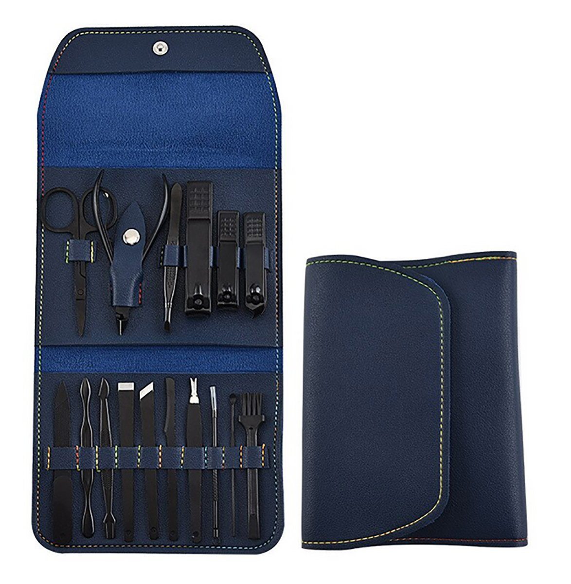 TPFBeauty Maniküre-Etui Nagel Set mit Aufbewahrungs-Etui, 16 tlg., Edelstahl Maniküre Set Pediküre Set - Blau | Nageletuis