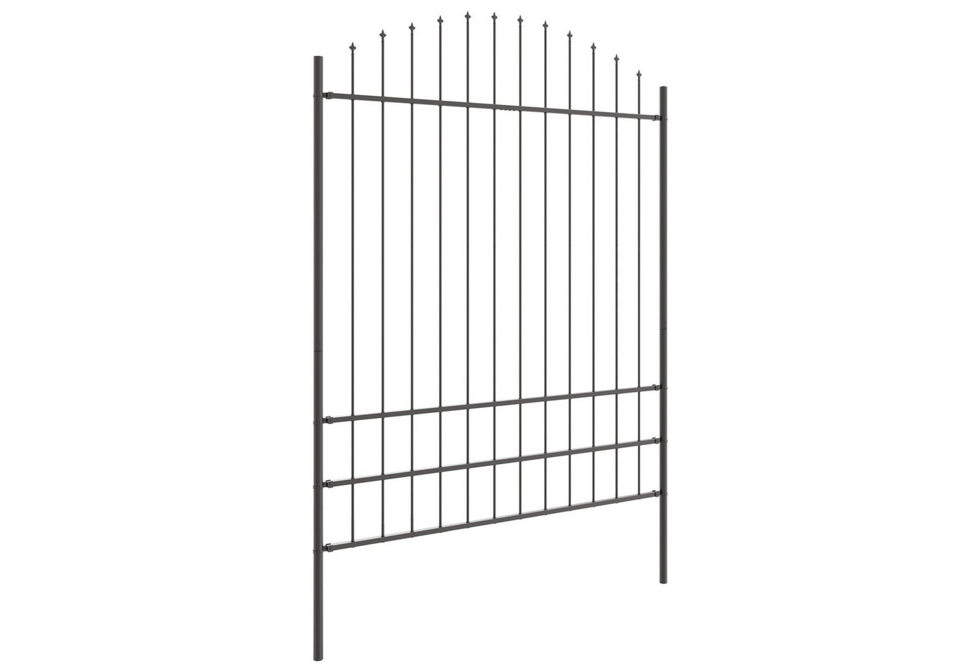 Thumbnail - vidaXL Gartenzaun Gartenzaun mit Bogenoberteil Grau 13,6x2 m Stahl, (8-St)