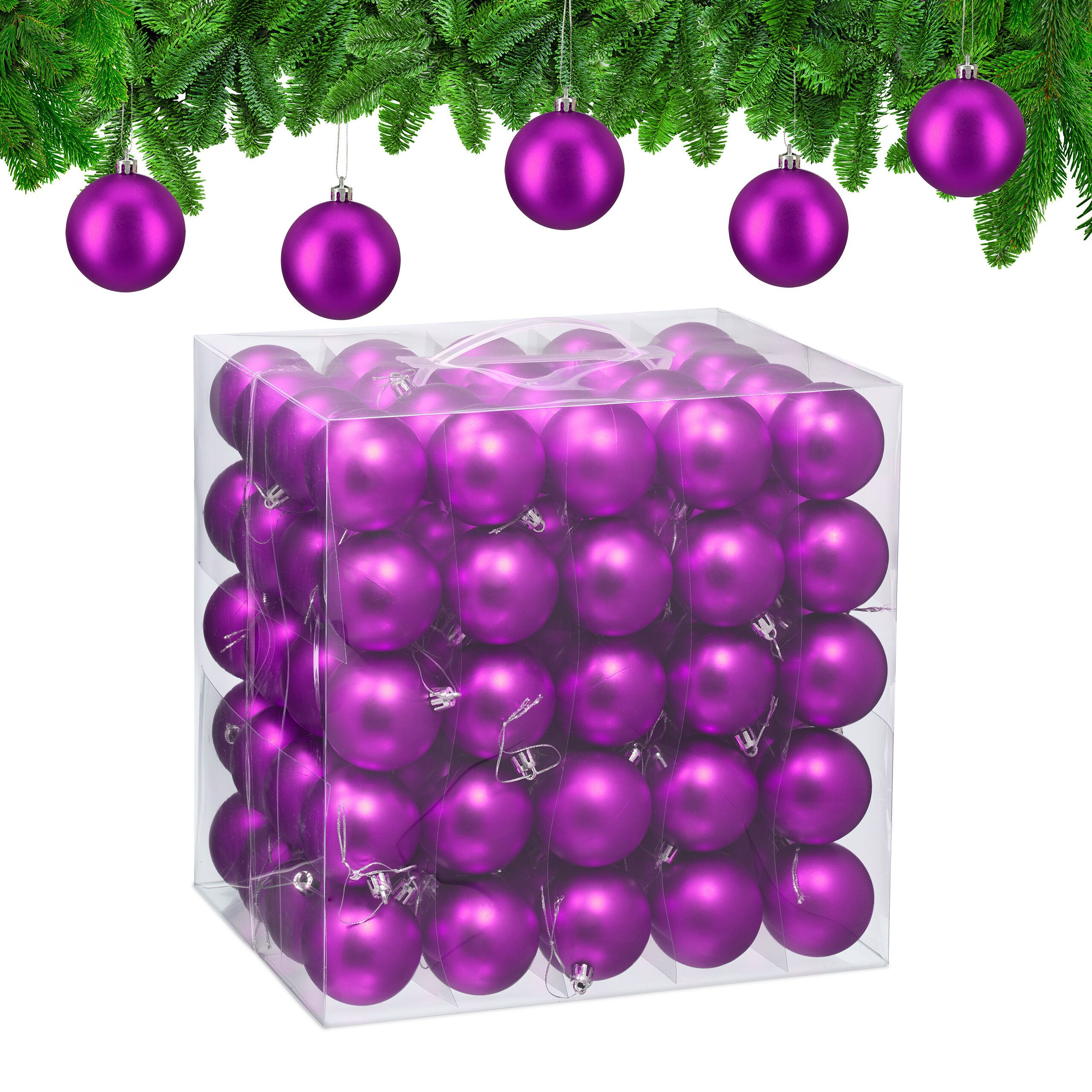 relaxdays Weihnachtsbaumkugel Новогодние шары 100er Set (100 St), Pink