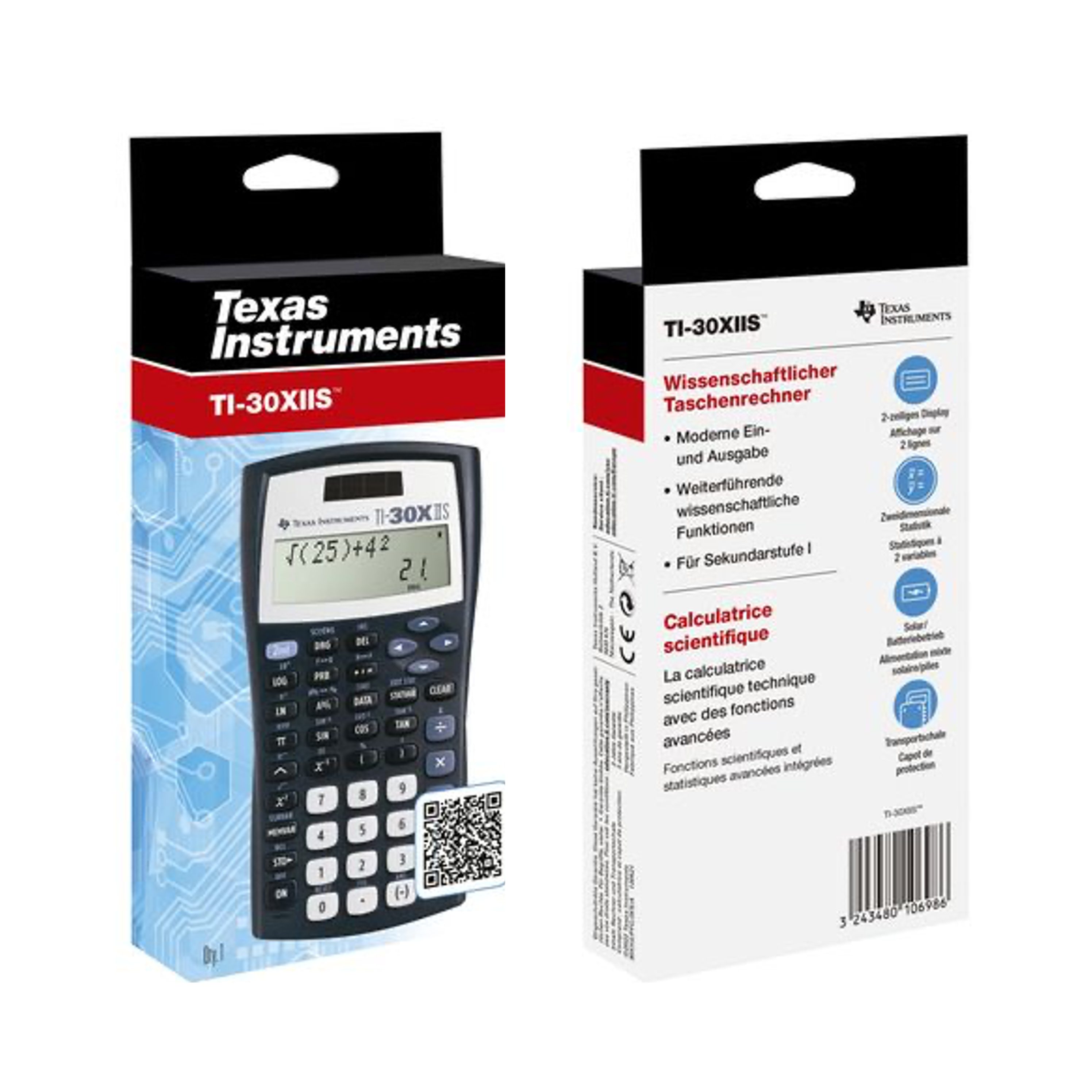 Texas Instruments Taschenrechner TI 30 X II S Taschenrechner Schwarz batteriebetrieben, solarbetrieben – Bild 3 von 3