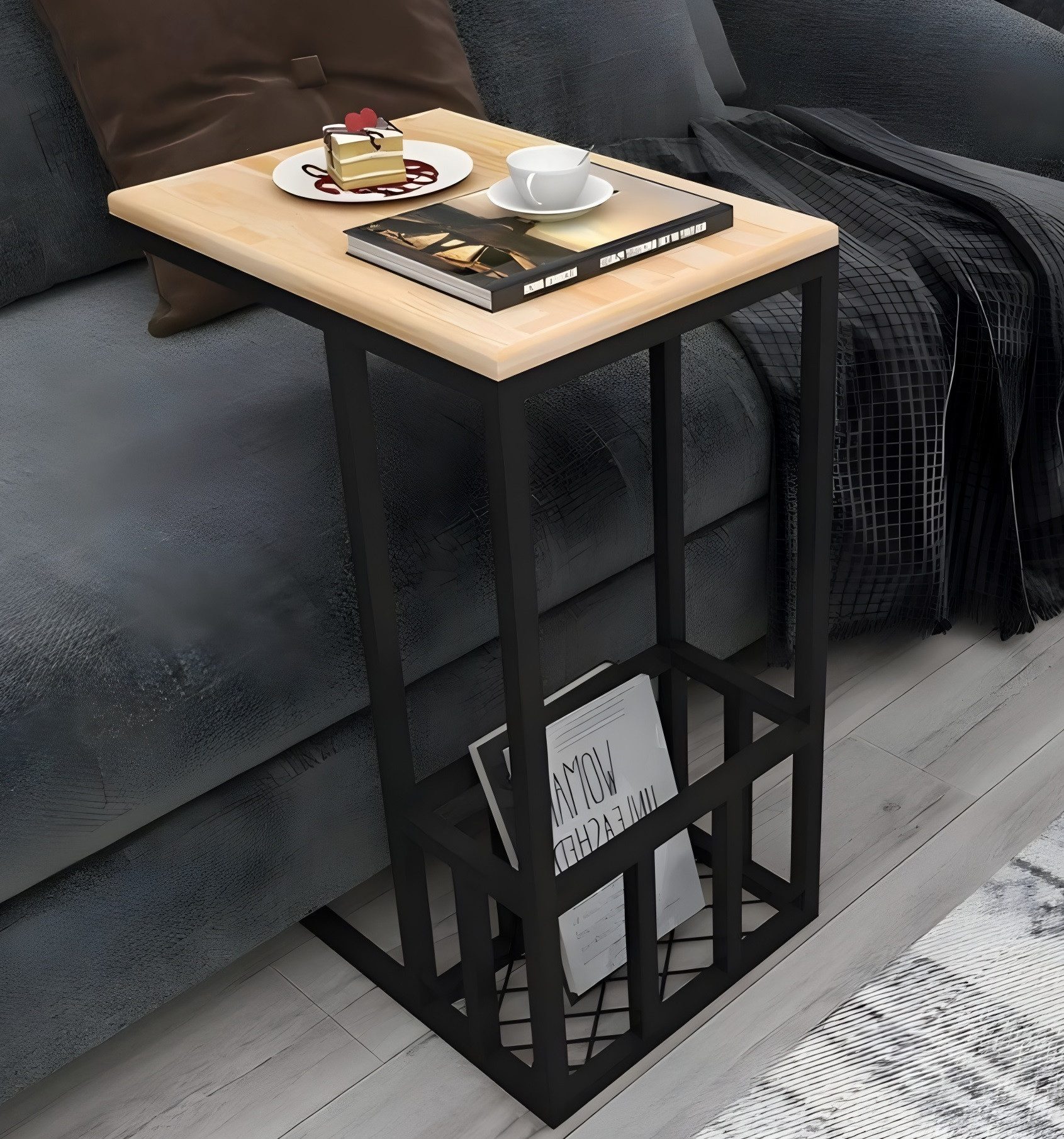 Xlmoebel Beistelltisch Hellbeiger Zeitungstisch mit stilvollem Design (Couchtisch), Hergestellt in Europa