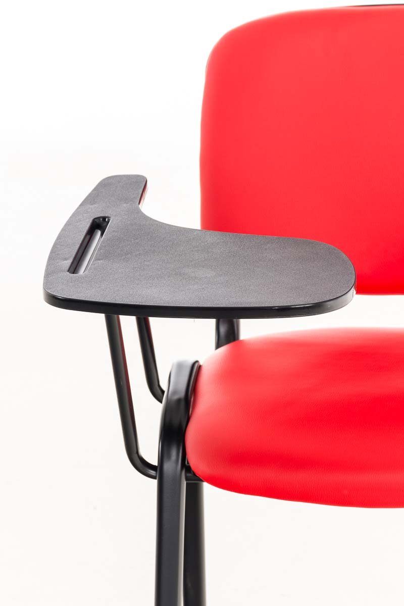 TPFLiving Besucherstuhl Keen mit (Besprechungsstuhl hochwertiger - schwarz - - Kunstleder Messestuhl), Gestell: Sitzfläche: Warteraumstuhl Metall - rot Konferenzstuhl Polsterung