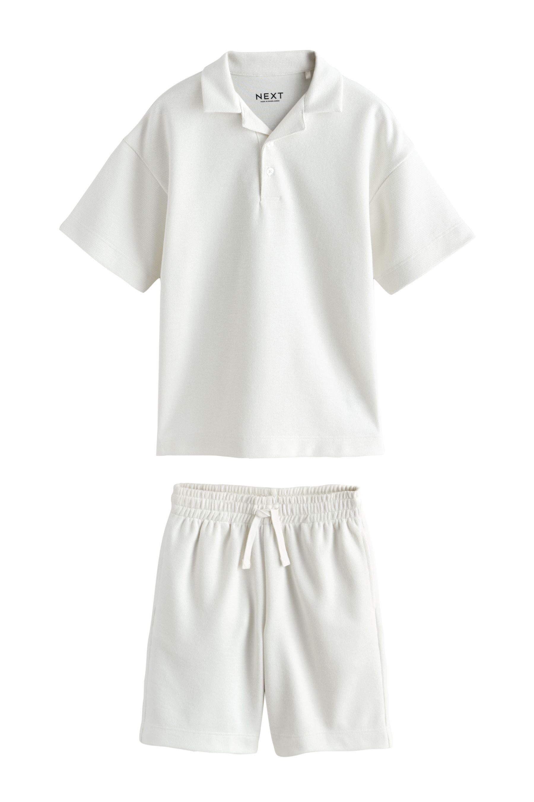 Next Shirt & Shorts Kurzärmeliges, strukturiertes Poloshirt + Shorts (2-tlg)