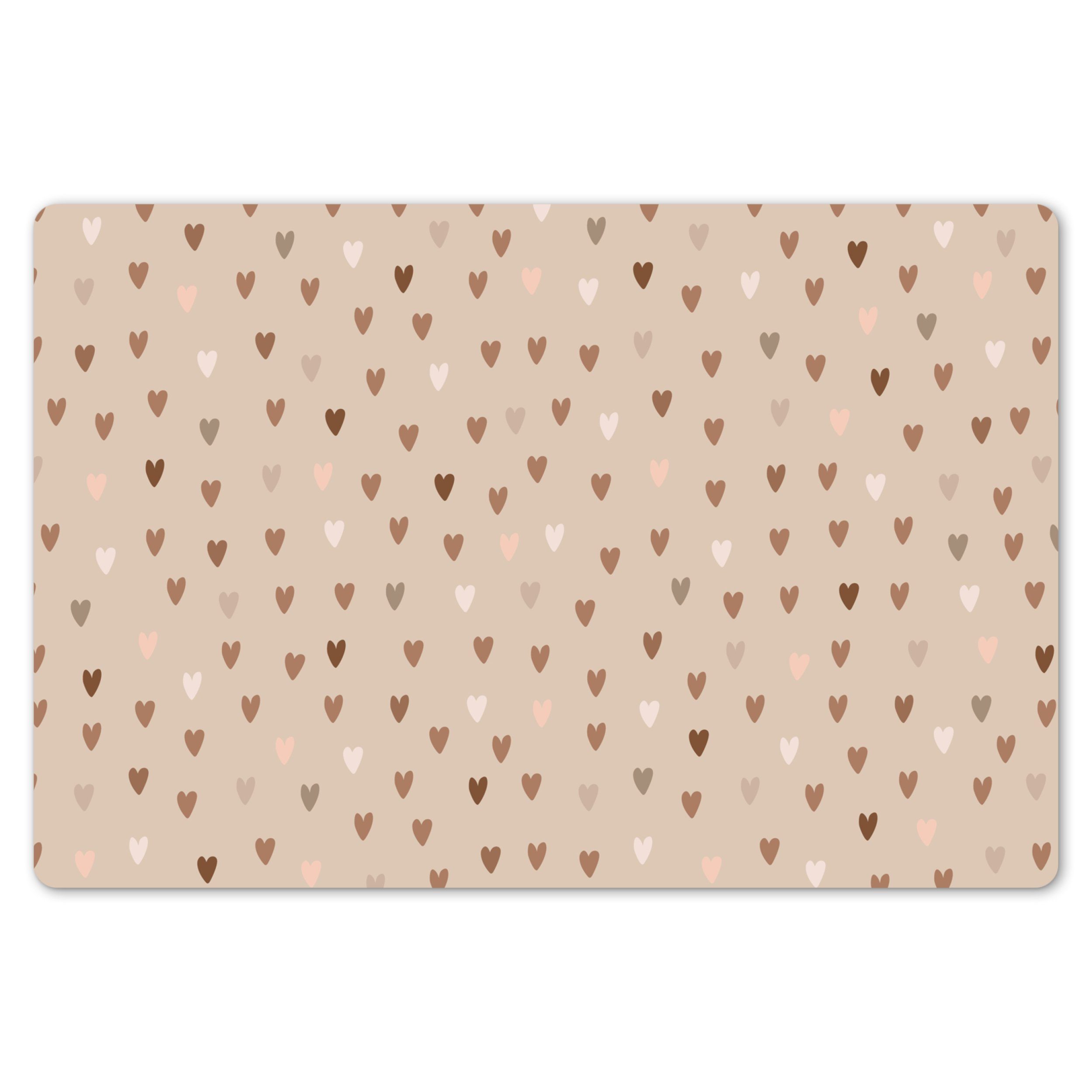 MuchoWow Platzset Herzen - Braun - Muster - Kind, (1-St), Kinder-Arbeitsunt günstig online kaufen