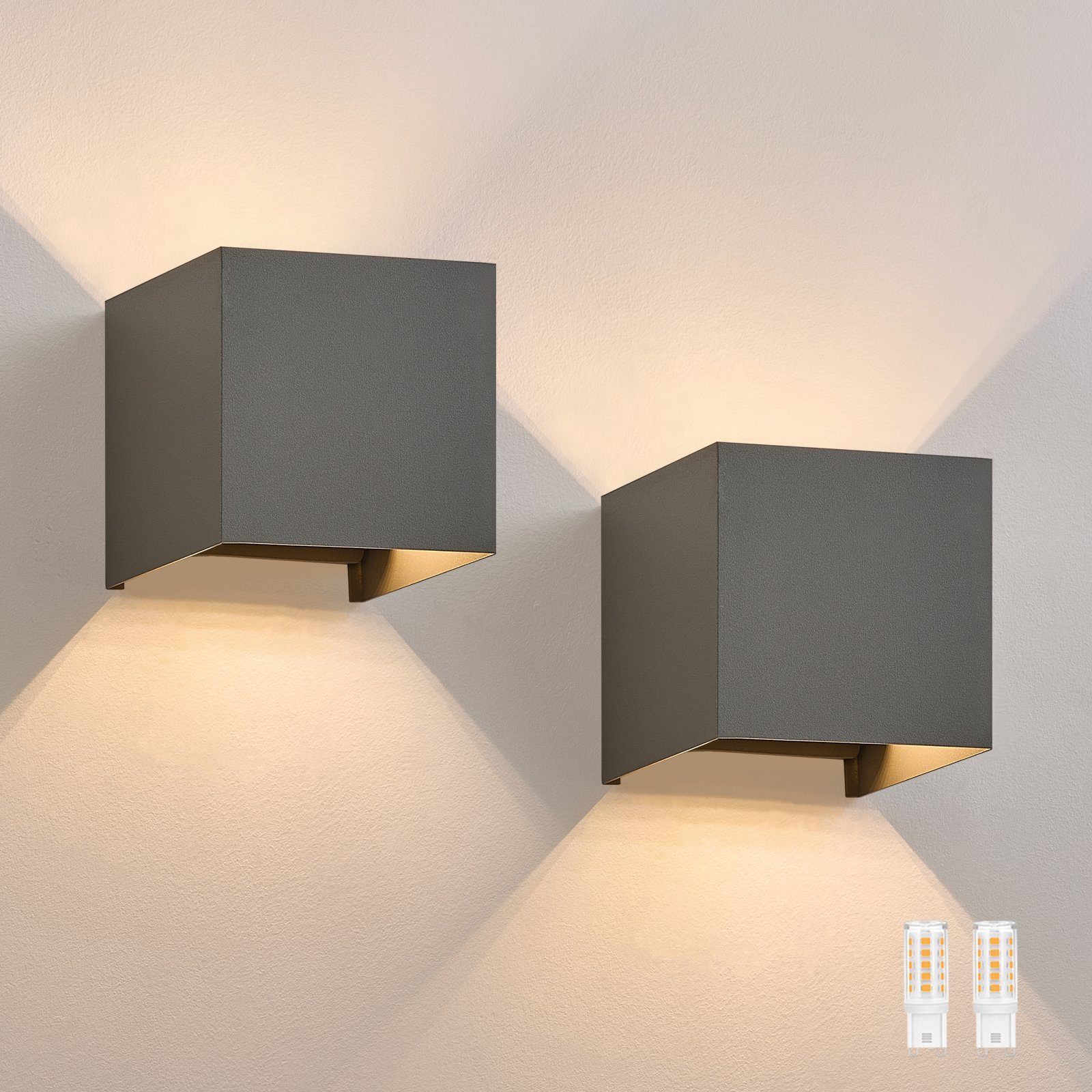 ZMH LED Wandleuchte Innen 2ER Außenwandleuchte Up Down Wand Leuchten Modern günstig online kaufen