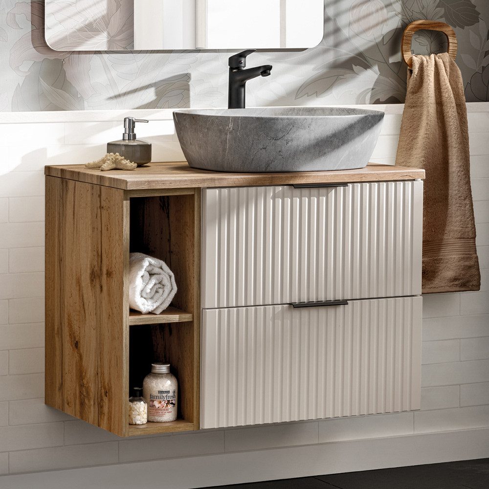 Lomadox Waschtisch ADELAIDE-56-CASHMERE, 80cm breit mit Aufsatzbecken, kasc günstig online kaufen