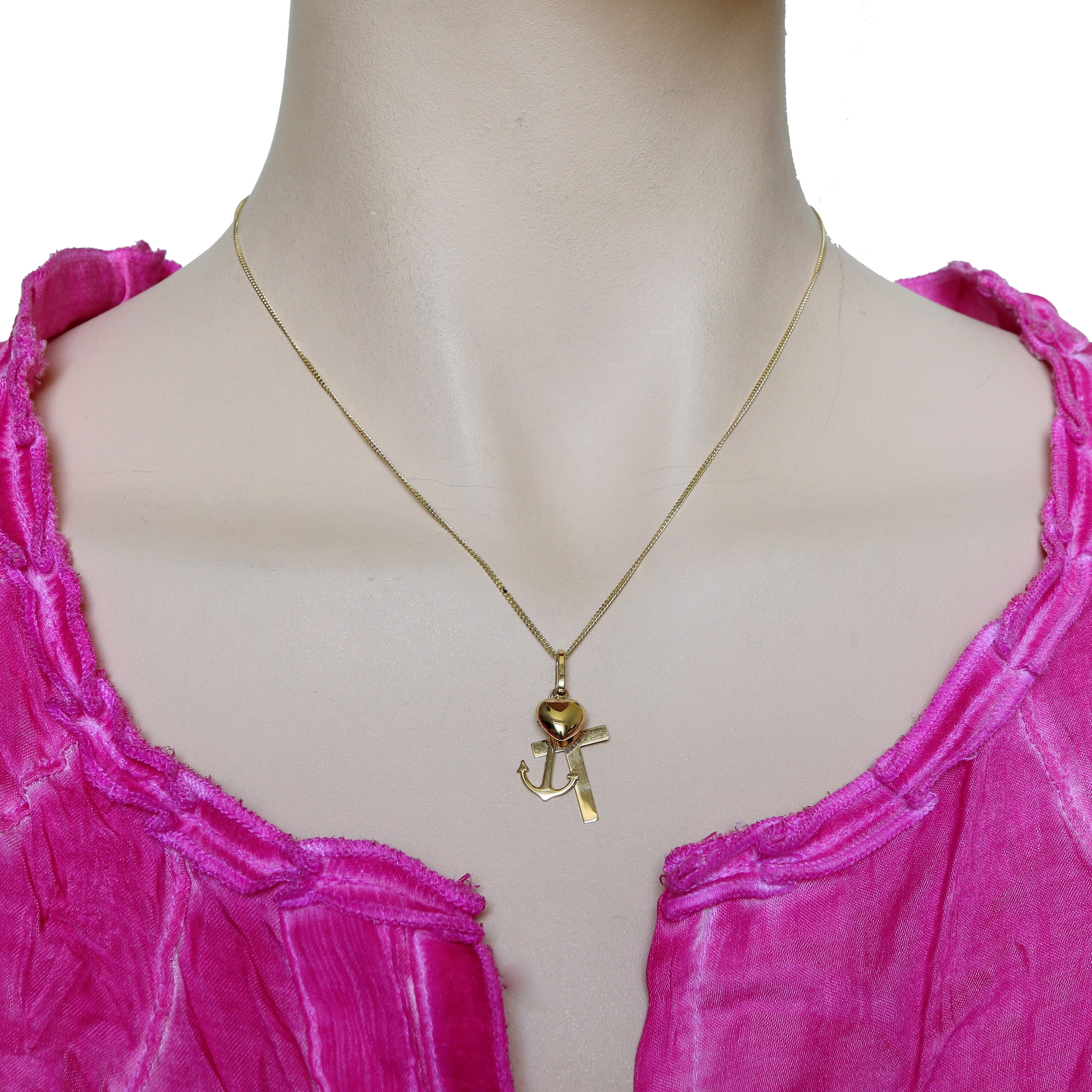G & J Kettenanhänger Goldanhänger "Glaube-Liebe-Hoffnung" 585 14K Gold 30x12mm 1,20g (ohne Kette, inkl. Schmucketui), Made in Germany