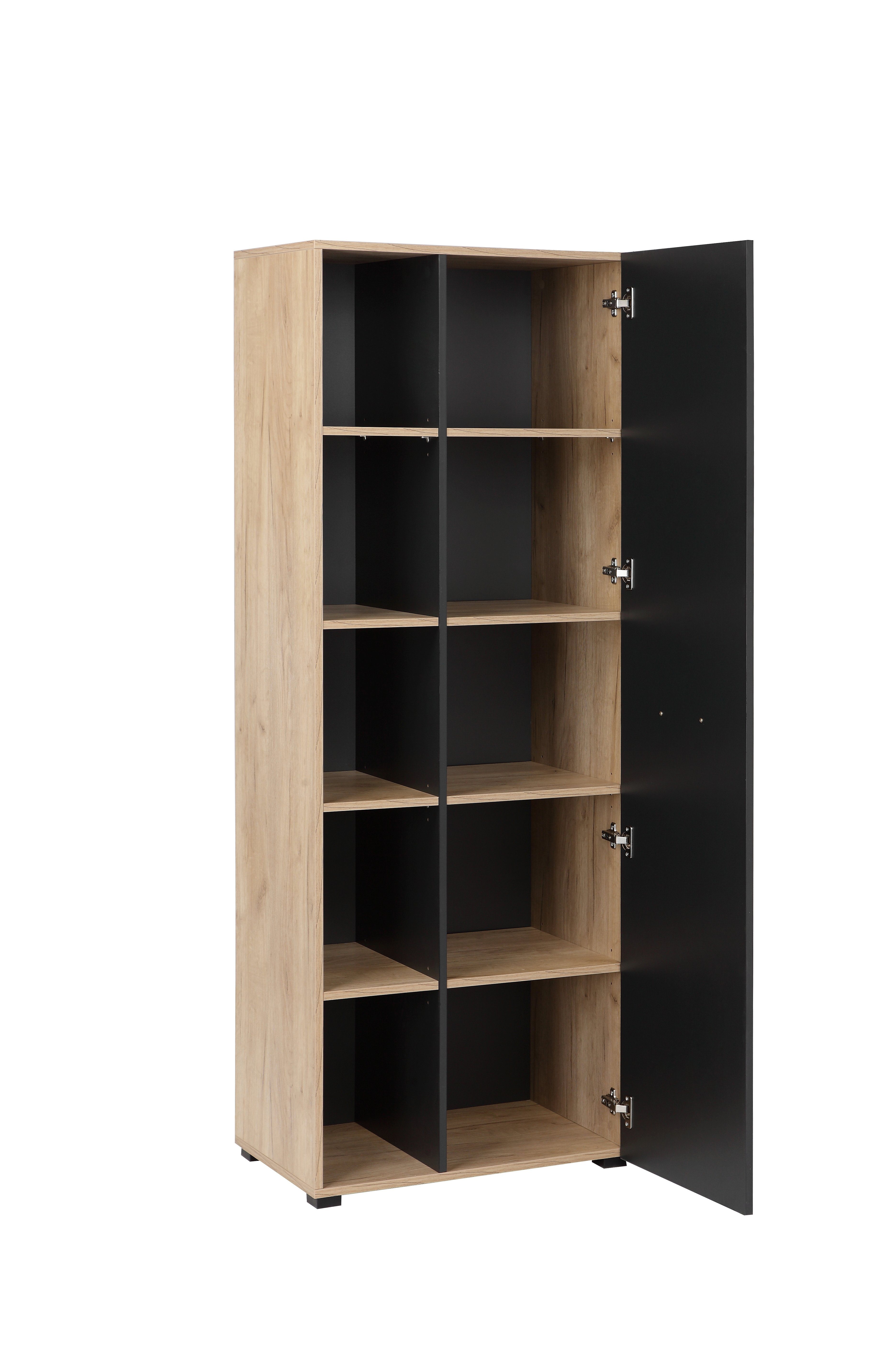 OTTO home Aktenschrank Moid, moderner Mehrzweckschrank, Maße: 64,5x41,5x175 cm, 5 Fächer mit viel Stauraum