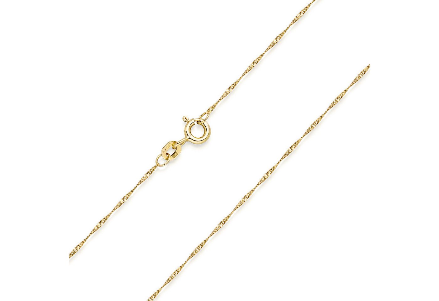 Materia Goldkette Damen Mädchen Gold Singapurkette gedreht K87, 585 Gelbgold, diamantiert