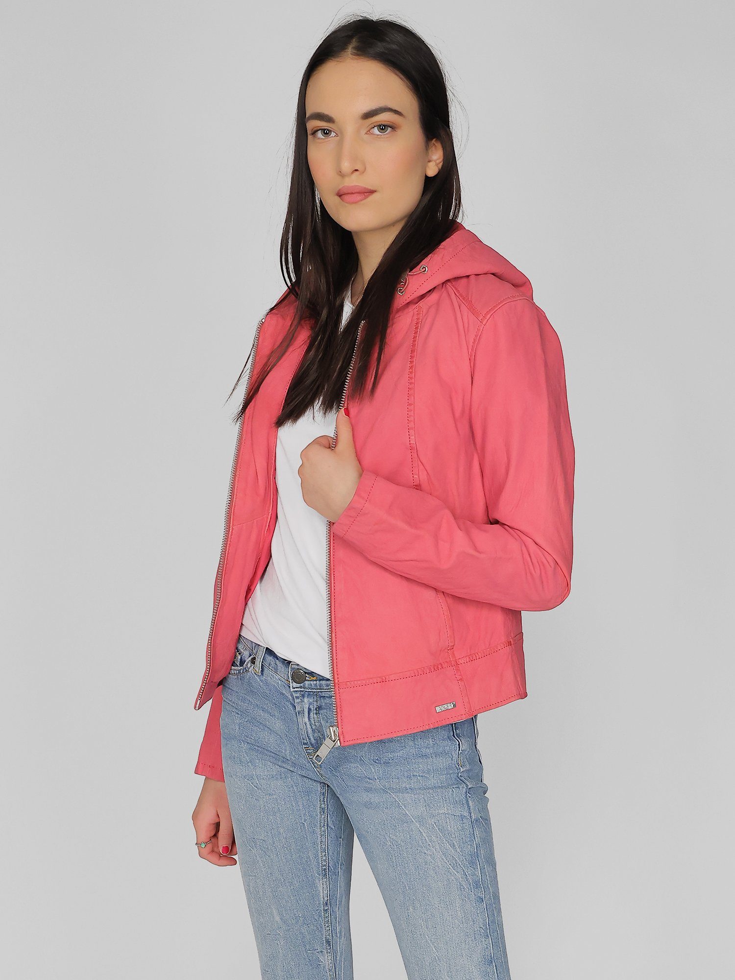 coral Lederjacke Donie Maze