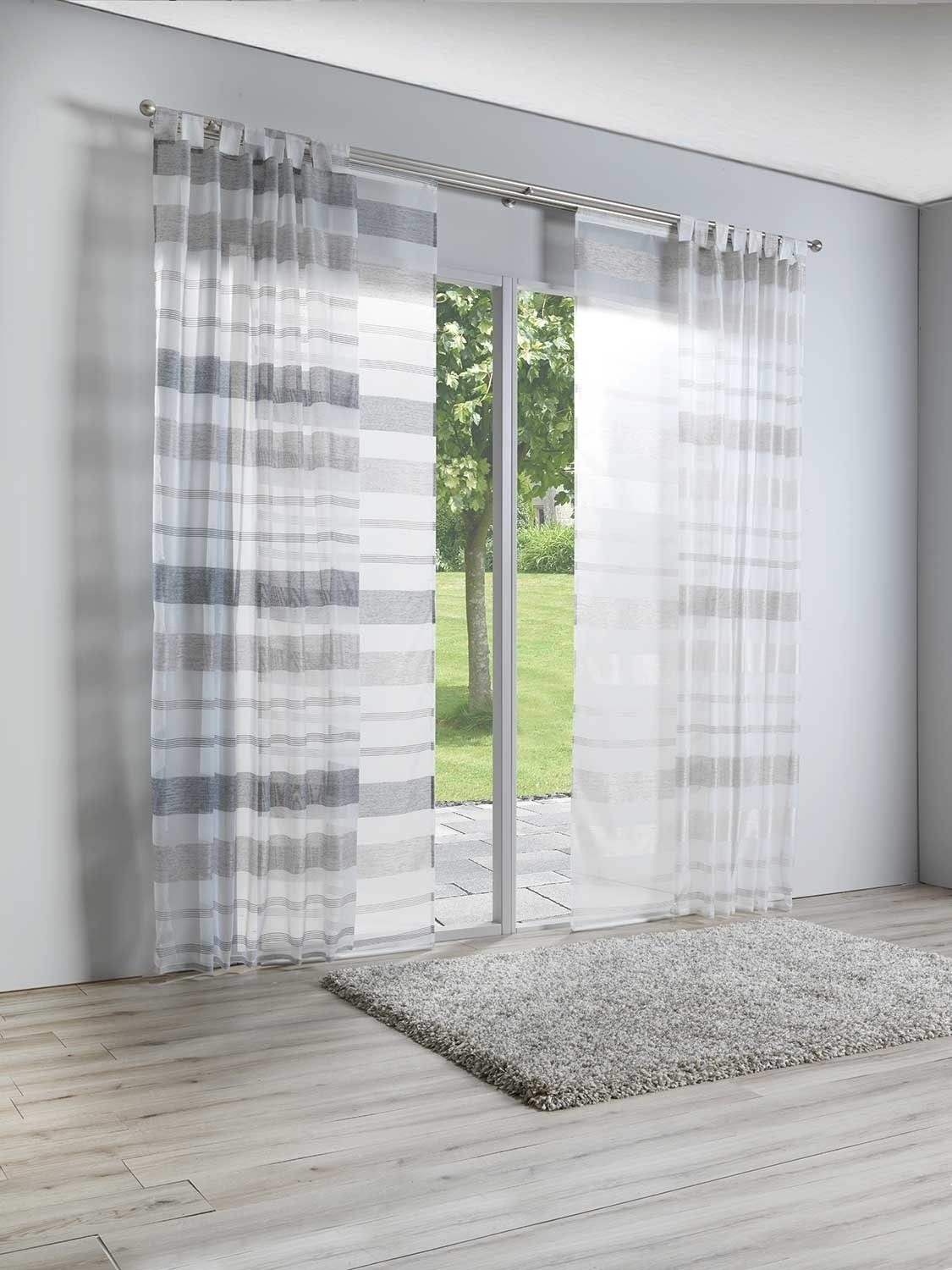 Vorhang, Polyester, Anthrazit, Schlaufen, transparent cm, St), Home4You, 245 140 (1 Schlaufen x