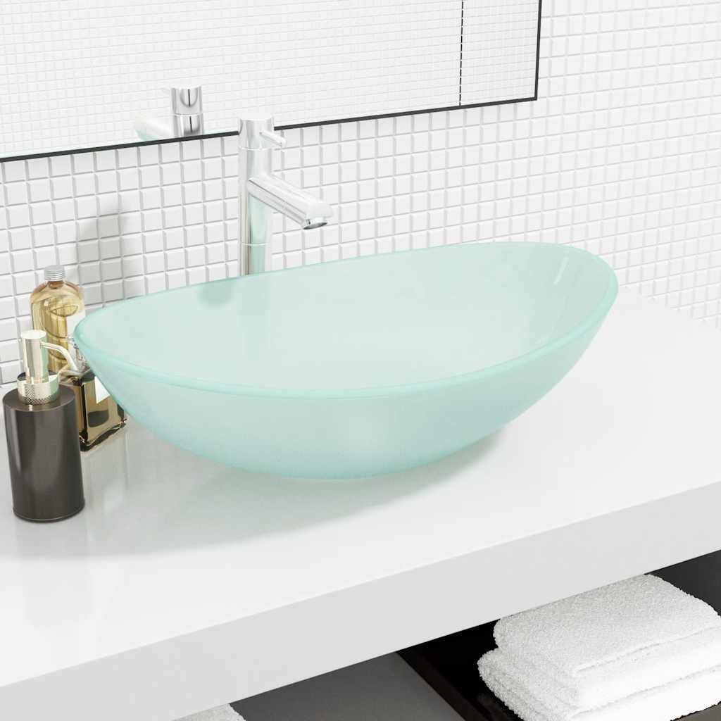 vidaXL Waschbecken Waschbecken Hartglas 54,5x35x15,5 cm Matt