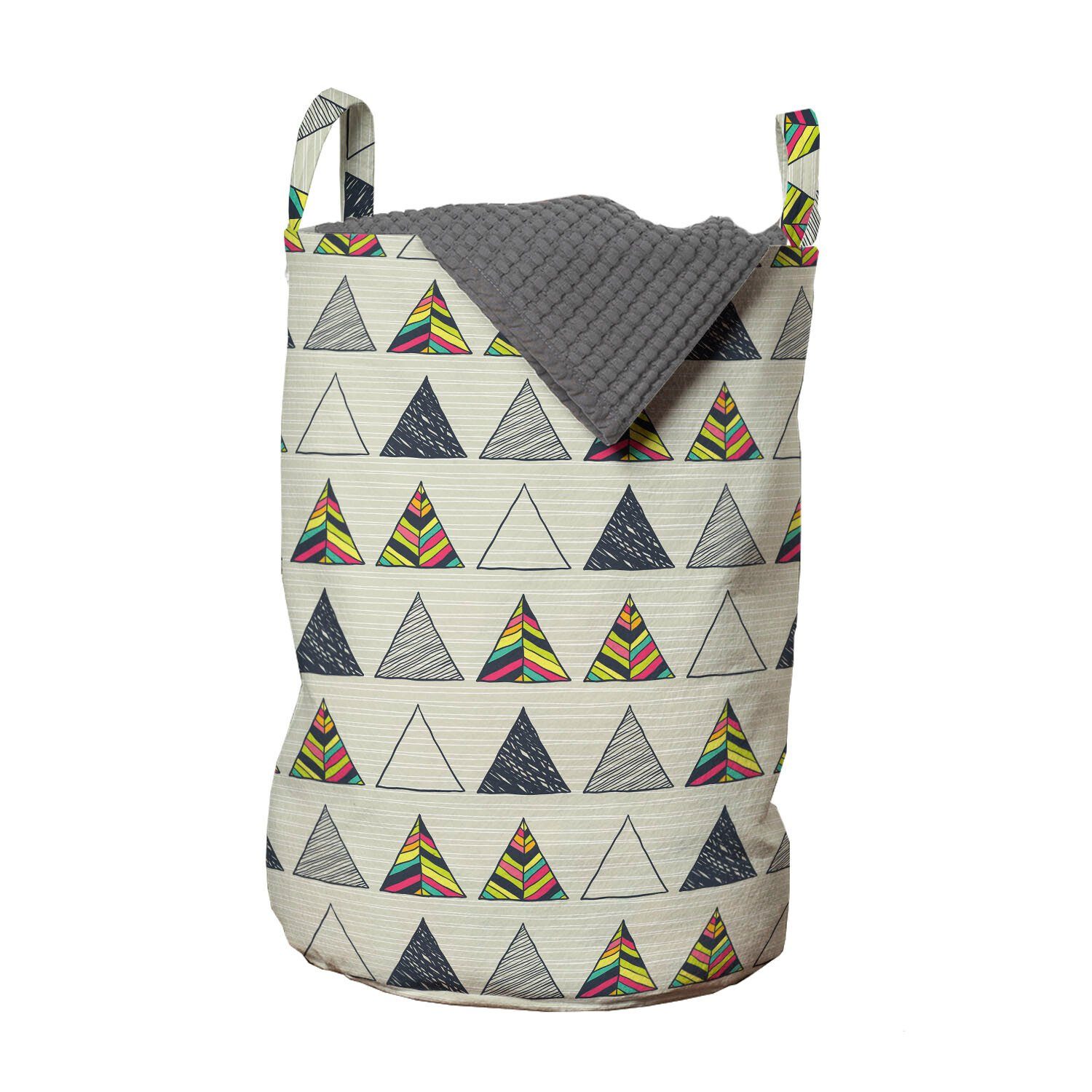 Abakuhaus Wäschesäckchen Wäschekorb mit Griffen Kordelzugverschluss für Waschsalons, Geometrisch Abstrakt Dreieck