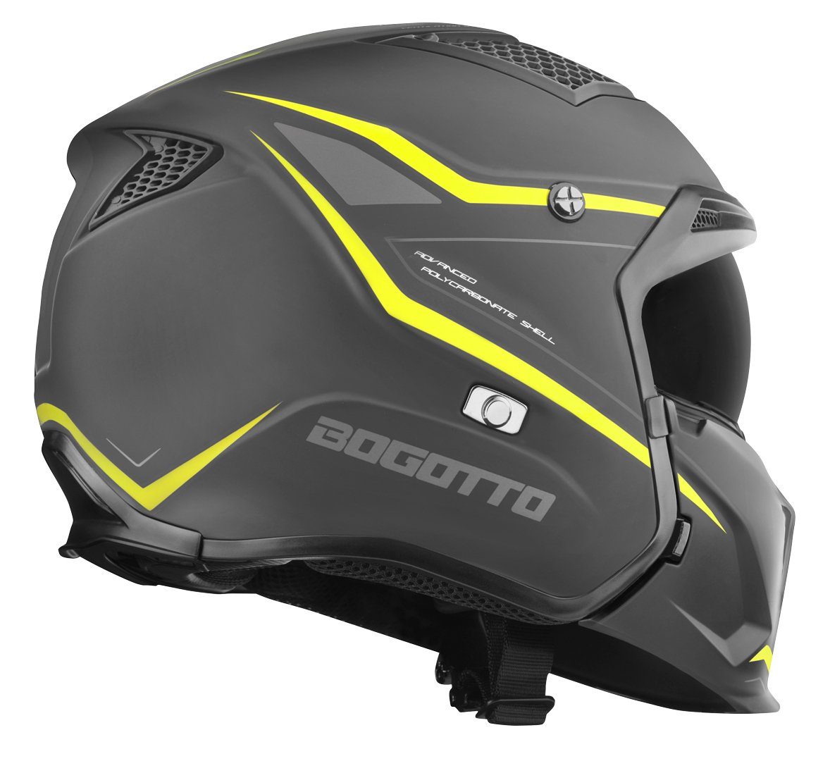 Bogotto Motorradhelm Radic WN-ST 22.06 Helm, Herausnehmbares Innenfutter,integriertes Sonnenvisier – Bild 4 von 5