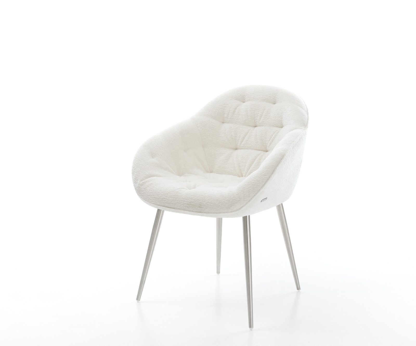 DELIFE Polsterstuhl Gaio-Flex, 4-Fuß konisch Edelstahl Bouclé Soft Beige