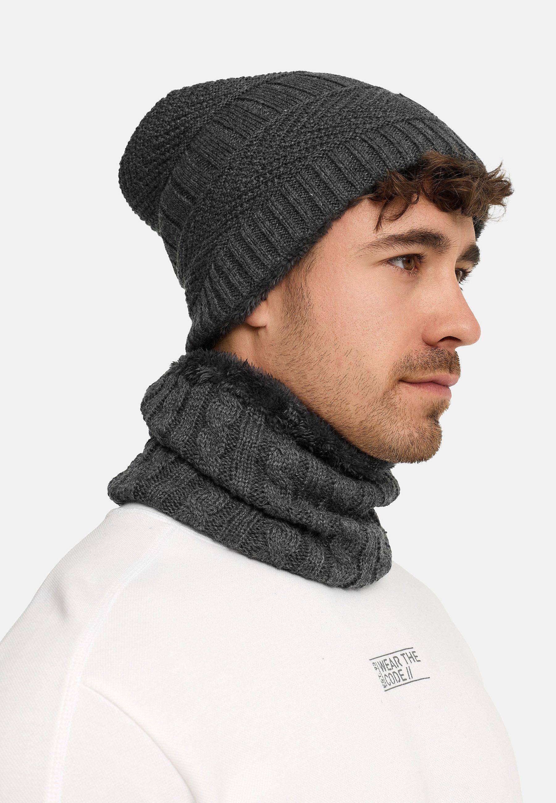 Indicode Strickmütze Herren Siracusa Strickmütze Herrenmütze Set (2-St) Set aus Mütze & Schal