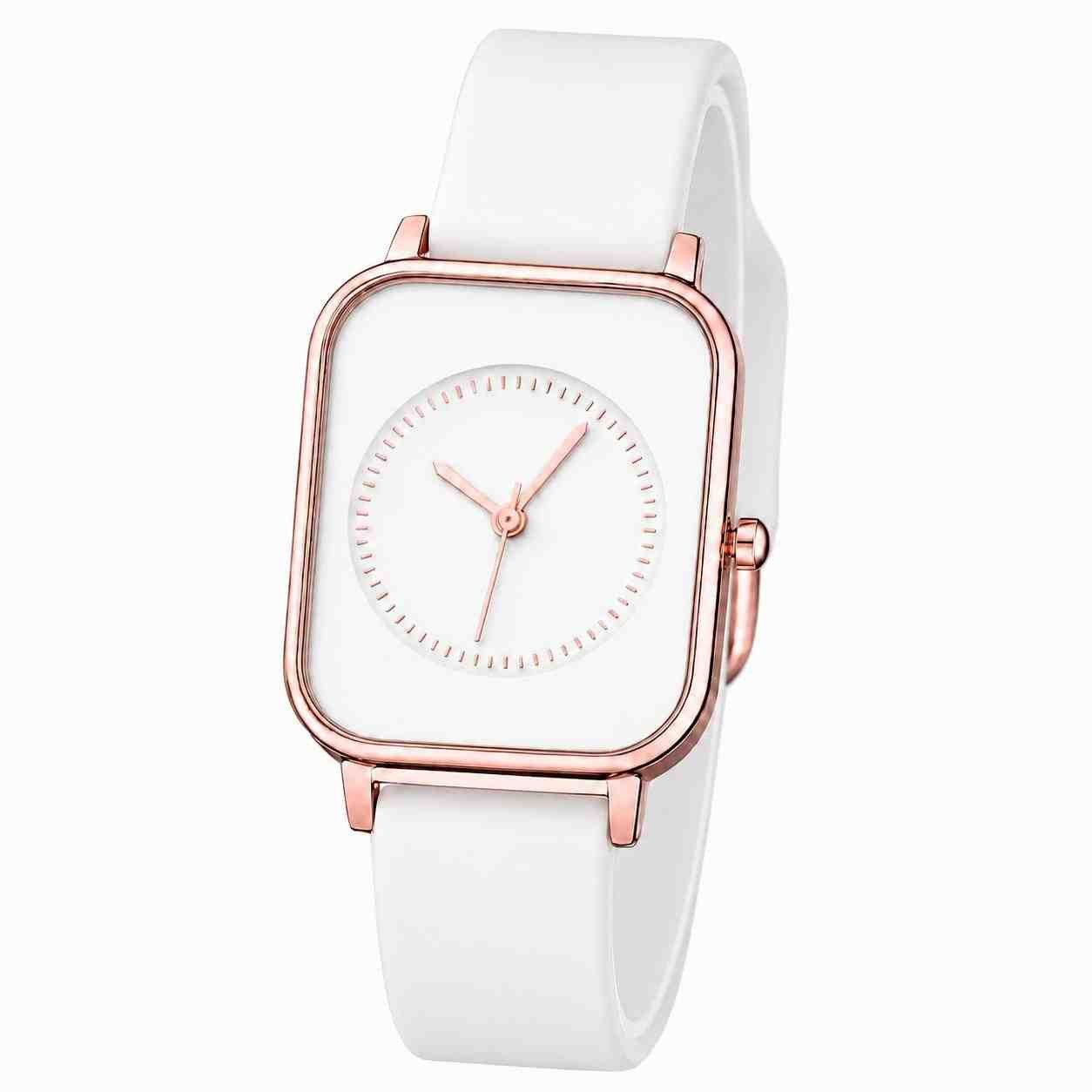 Taffstyle Quarzuhr Damenuhr Rechteckige Armbanduhr Quarzuhr Silikonarmband Elegant, (Minimalistisches Zifferblatt mit weichem Armband für Alltag und Büro)