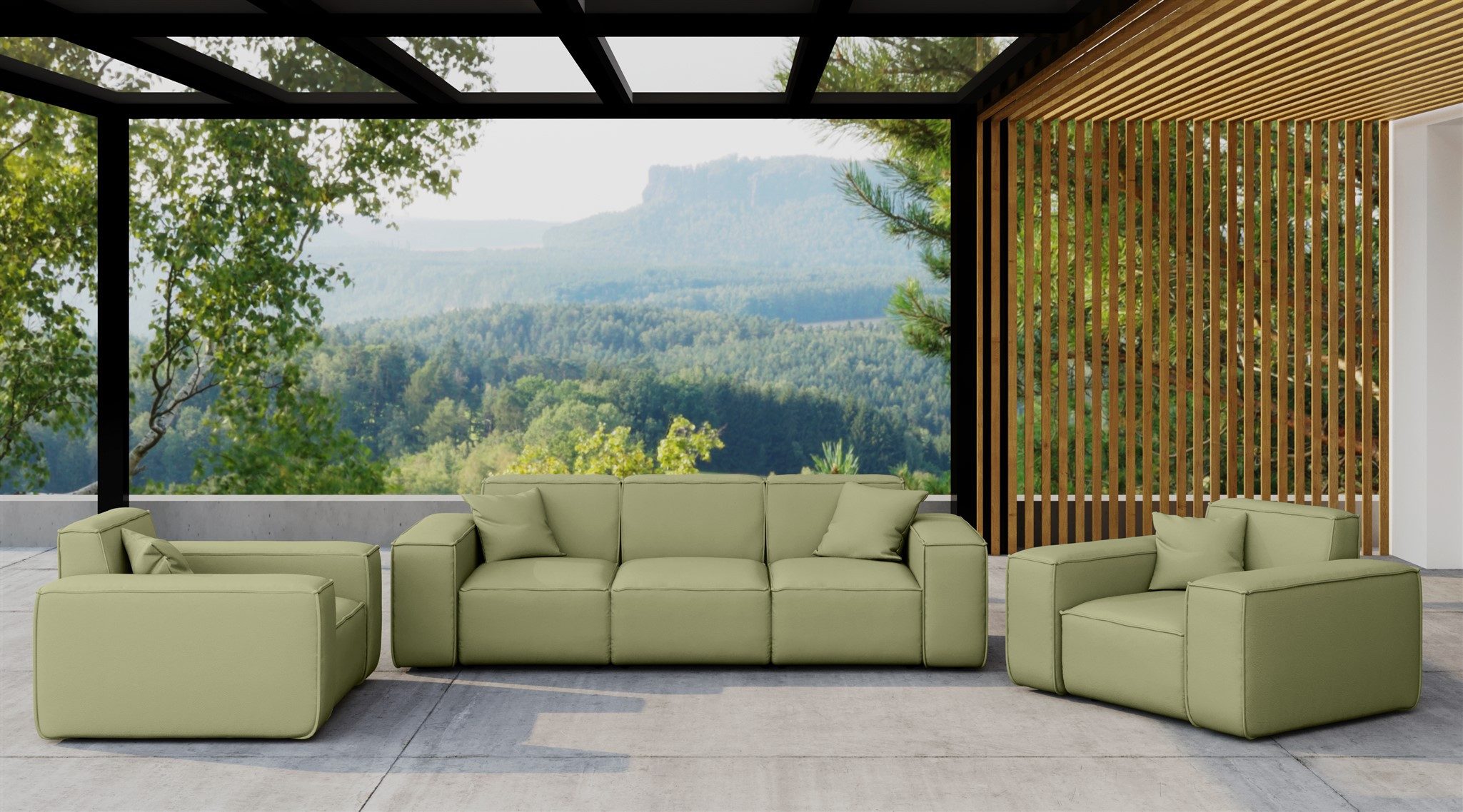 Fun Möbel Gartenlounge-Set Gartenmöbel-Set SUMMER 3-1-1, (Pflegeleichter und wetterfester Bezug, 3-tlg), inkl. 4 Zierkissen