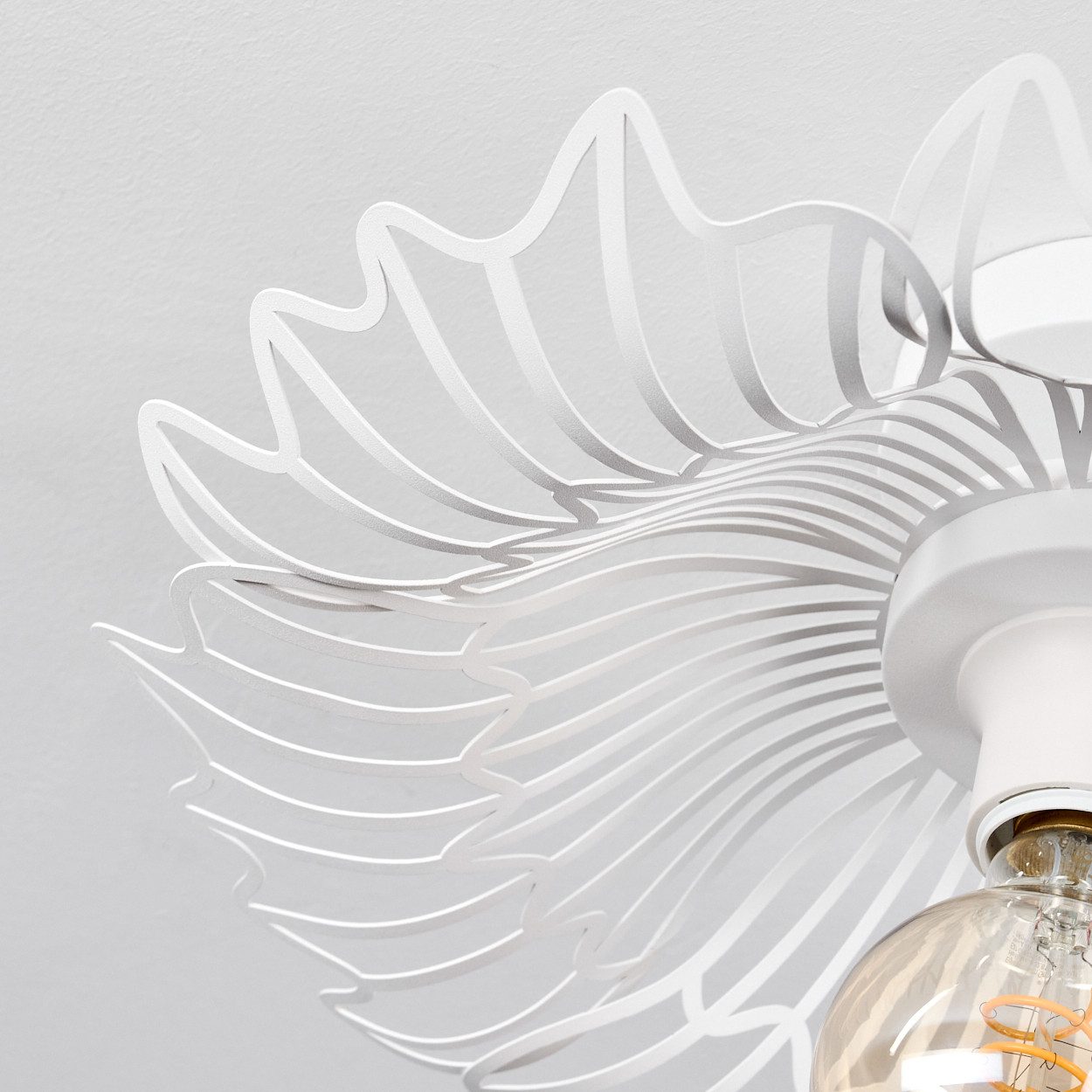 hofstein Deckenleuchte Deckenlampe aus Metall in Weiß, ohne Leuchtmittel, Schirm in Gitter-Optik (40cm) Lichteffekt, 1x E27, ohne Leuchtmittel