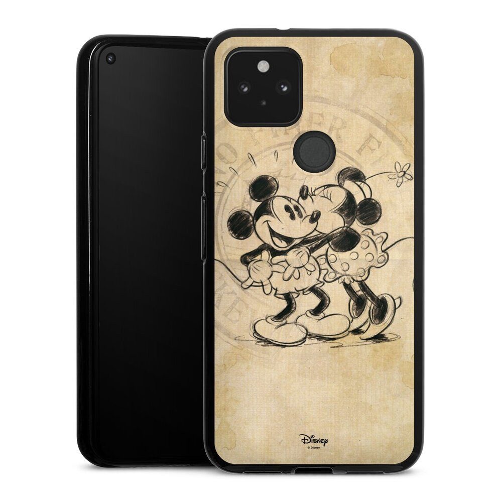 DeinDesign Handyhülle Mickey Mouse Minnie Mouse Vintage Minnie&Mickey, Google Pixel 5 Silikon Hülle Bumper Case Handy Schutzhülle