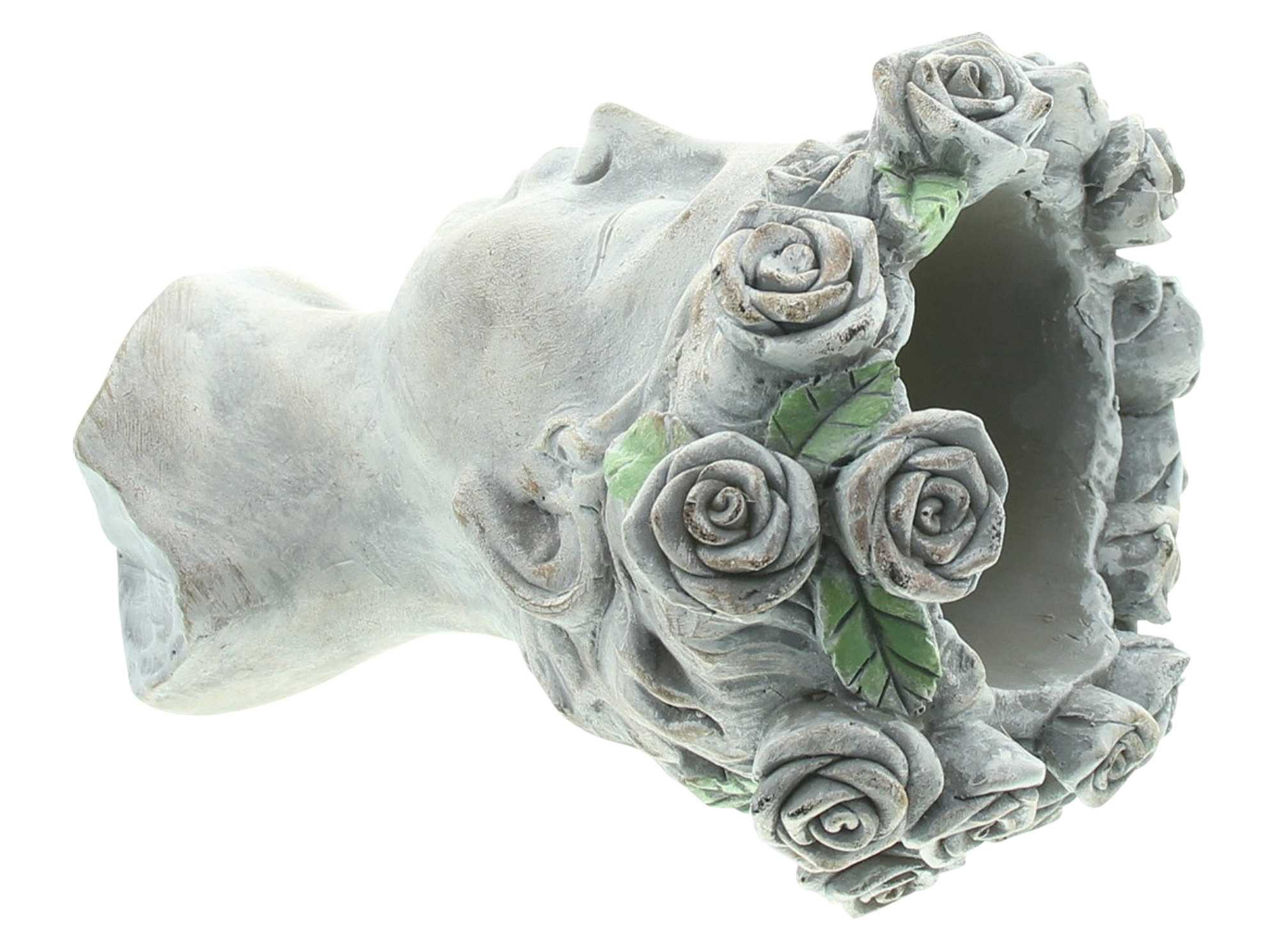 Dekoleidenschaft Blumentopf Büste "Rosenkrone" Pflanztopf, Pflanzgefäß, Pflanzschale, Gartendeko, in antiker Steinoptik aus Polyresin für Draußen