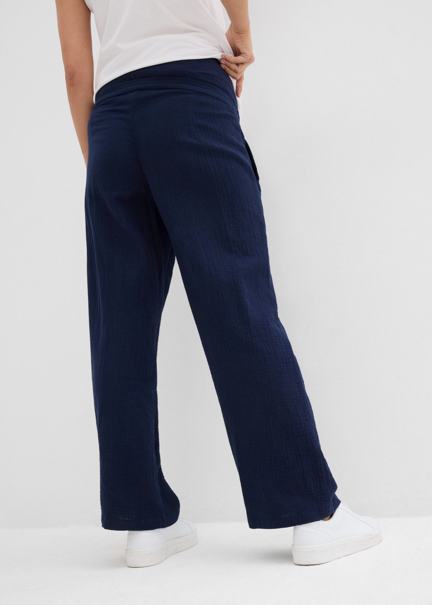 bonprix Umstandshose aus Baumwolle, atmungsaktiv, mit breitem Jerseybund