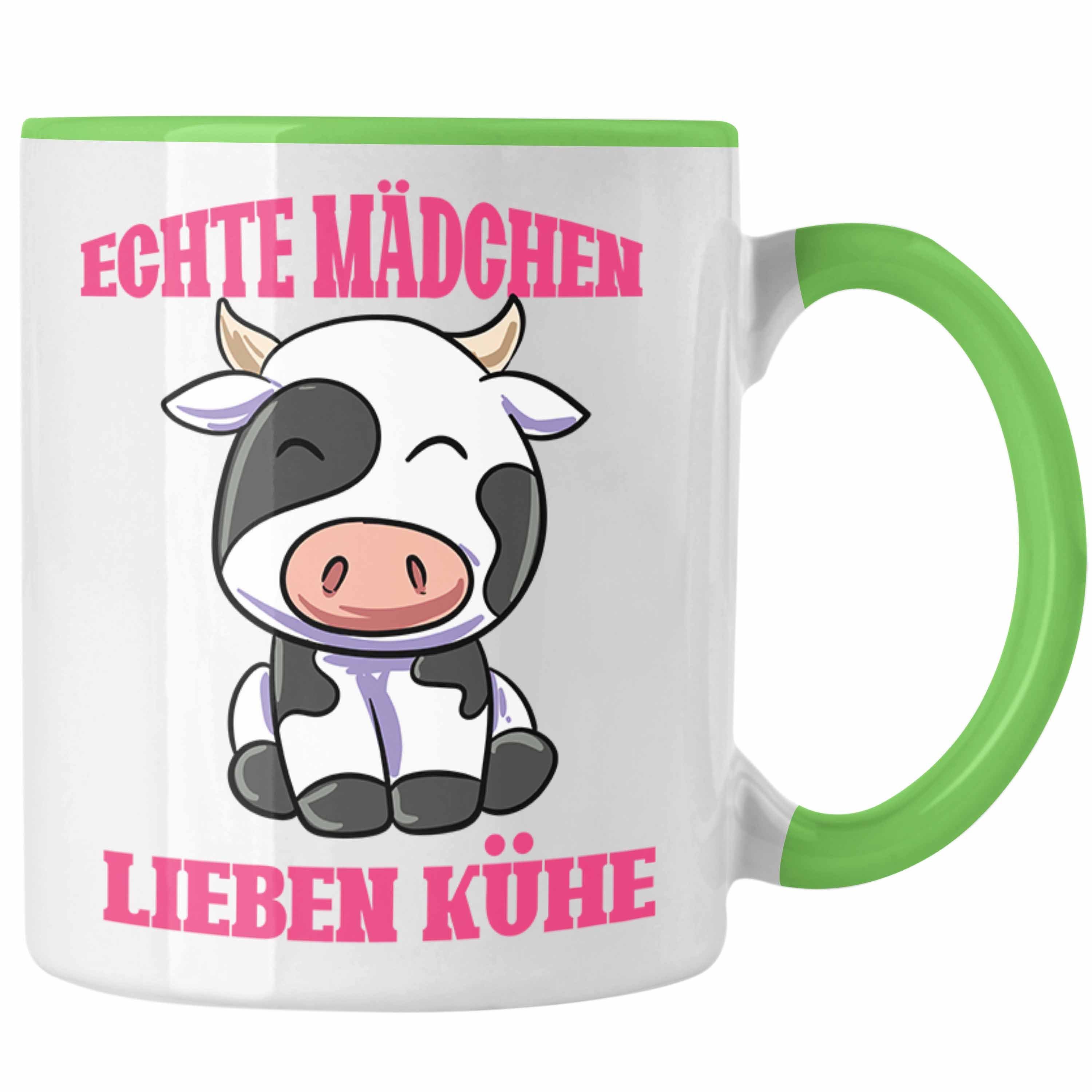 Trendation Tasse Kuh Tasse Geschenk Echte Mädchen Lieben Kühe Landwirtin Bäuerin Gesch Grün