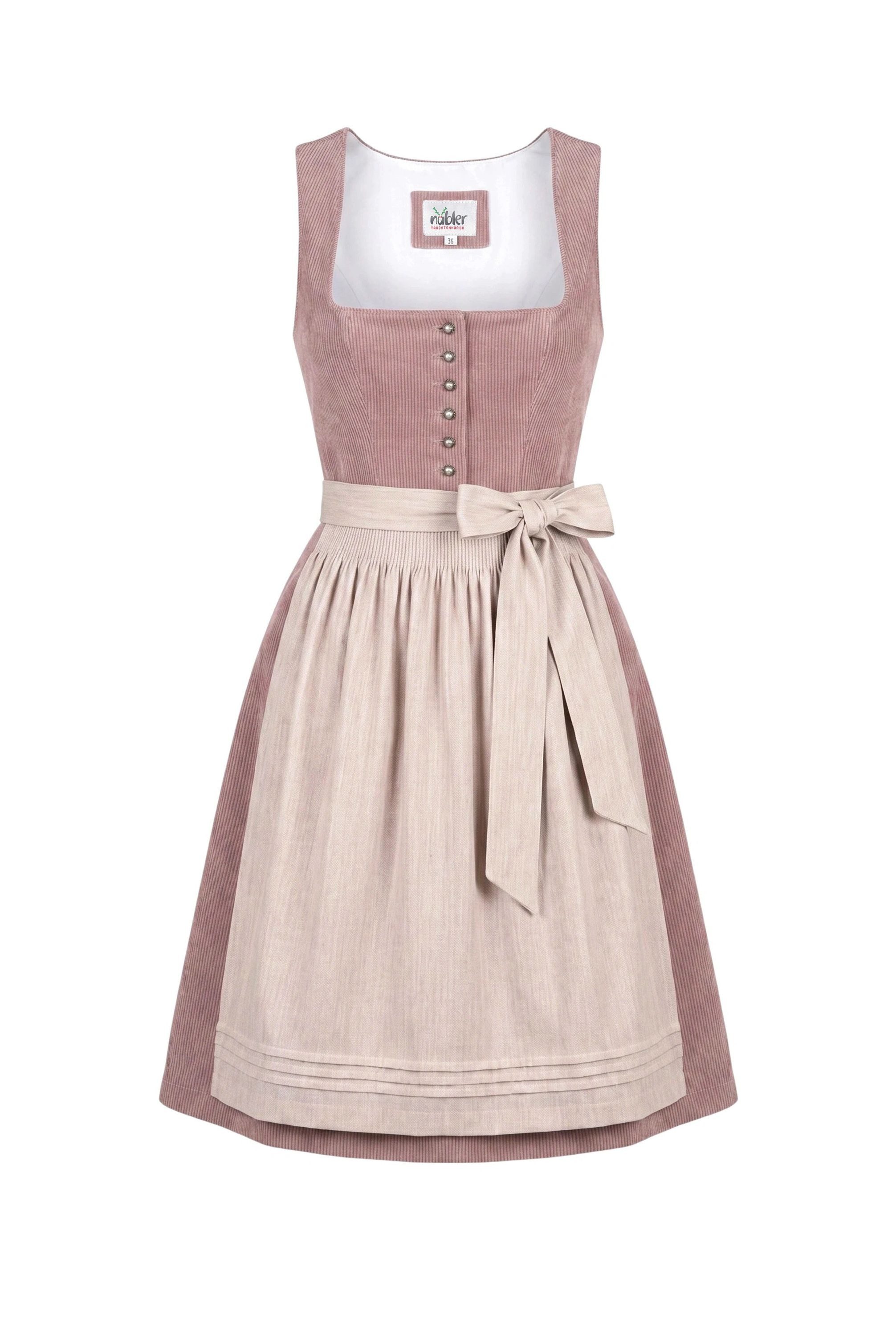 Nübler Trachtenkleid Mididirndl Kira in Rose - Rocklänge 60 cm