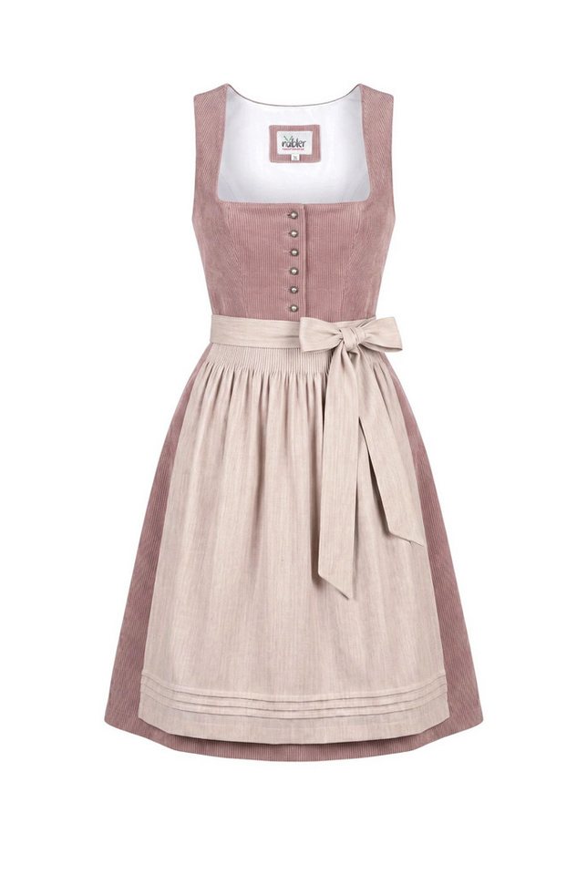 Nübler Trachtenkleid Midi Dirndl Kira in Rose - Rocklänge 60 cm