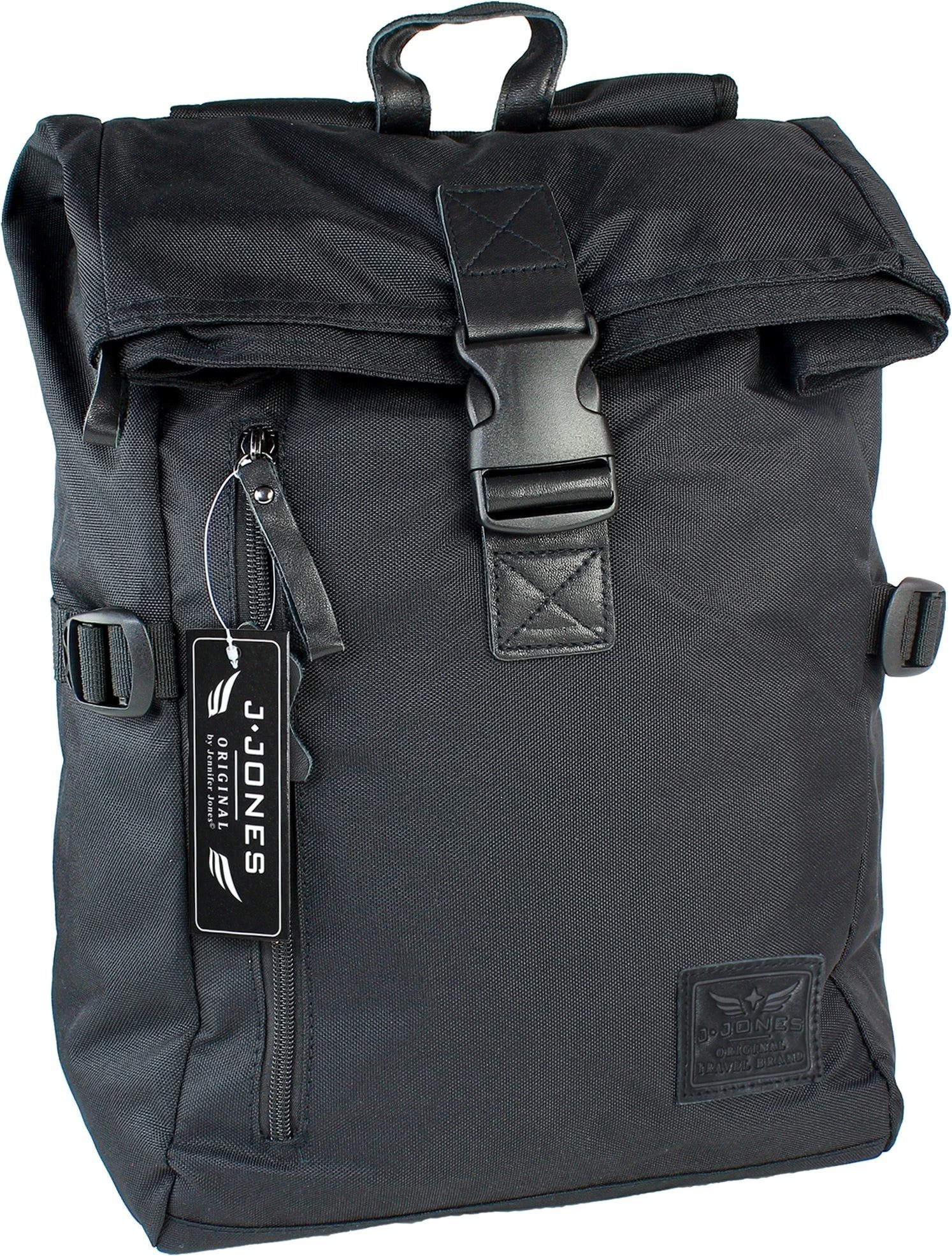 Jennifer Jones Sportrucksack J. Jones Freizeitrucksack Polyester (Sportrucksack), Sportrucksack Polyester, schwarz ca. 27cm x ca. 38,5cm