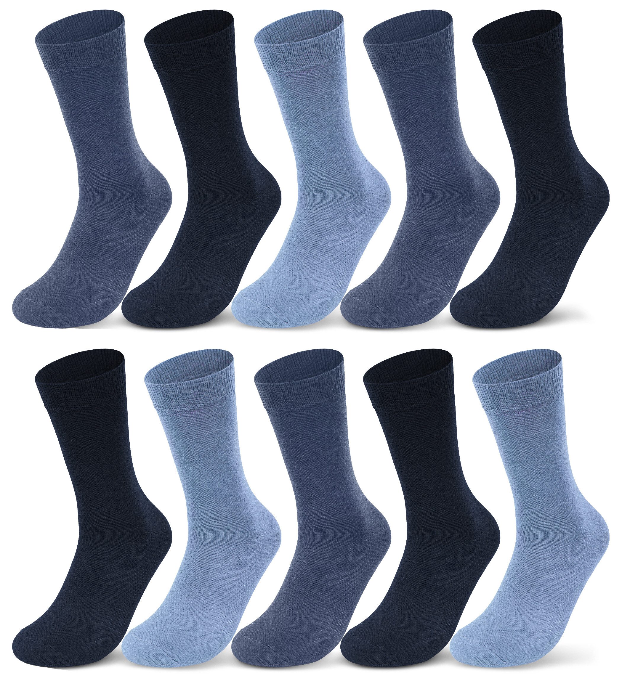 sockenkauf24 Socken 10 I 20 I 30 Paar Damen & Herren Business Socken Baumwolle (Jeans, Navy, Blau, 10-Paar, 35-38) mit Komfortbund Strümpfe - 10700