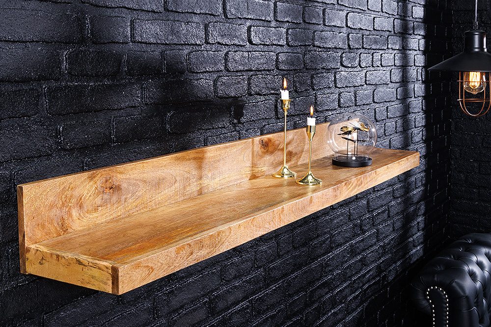 riess-ambiente Wandregal MAKASSAR 110cm natur, Einzelartikel 1-tlg., Wohnzimmer · Mango-Massivholz · handmade · Brett · lackiert · Design