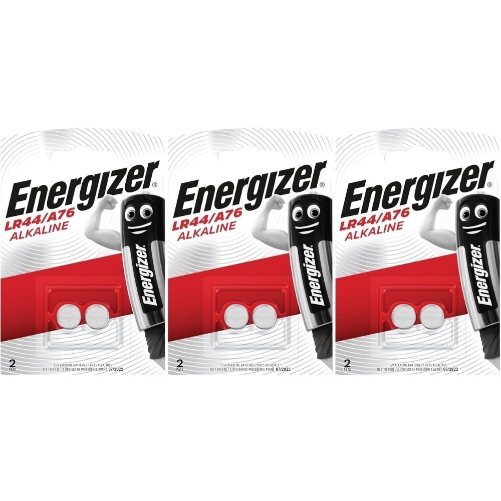 Energizer Energizer LithiumMetall Batterie A76/LR44 1100mAh 1,5V Batterie Batterie, (1.5 V V), Enthält 2 Energizer-Alkali-Knopfzellen LR44/A76