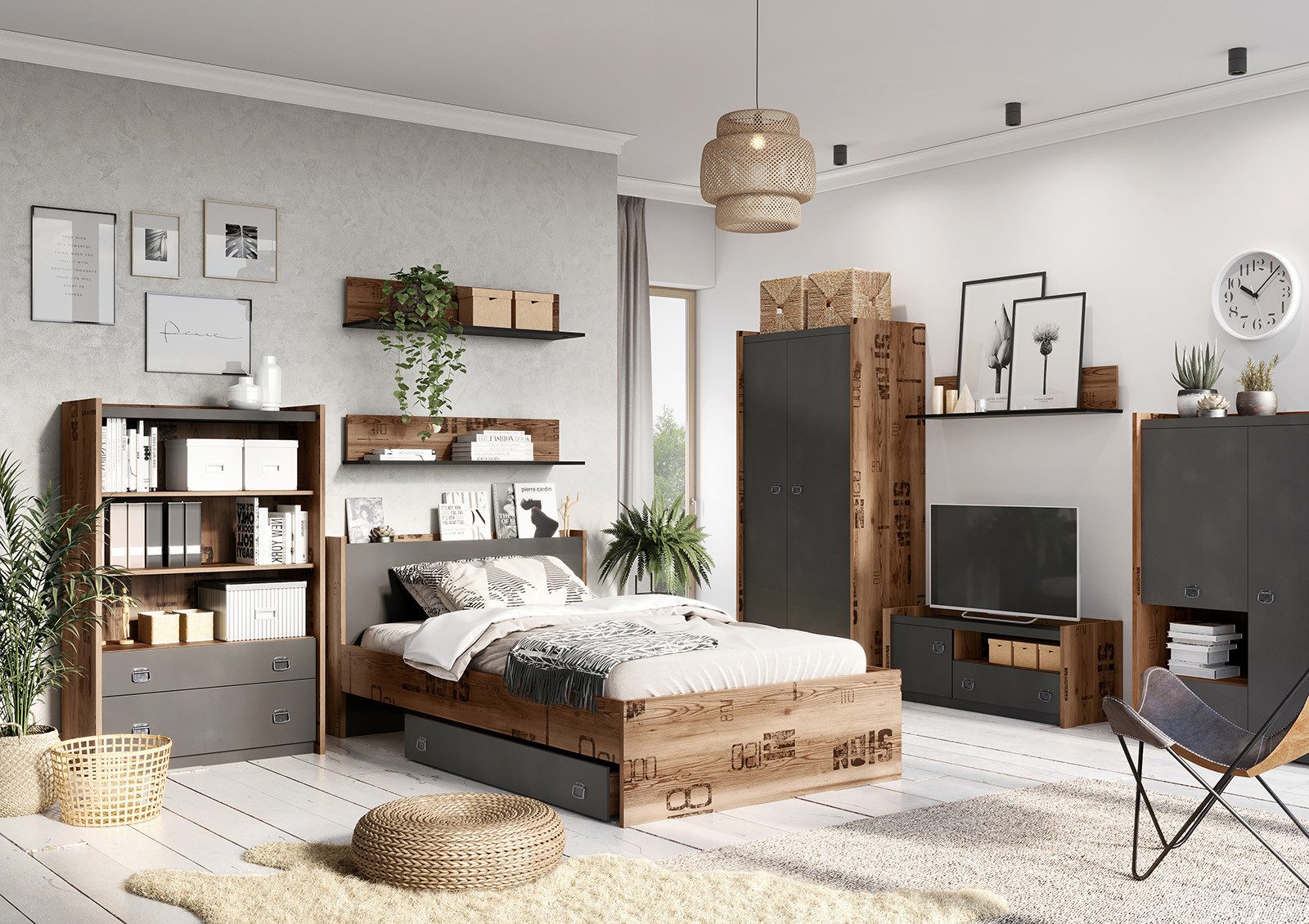 HAUSELEMENT Nachttisch FARGO FG-12, mit 2 Schubladen Nachtkonsole Nachtschrank – Bild 5 von 5