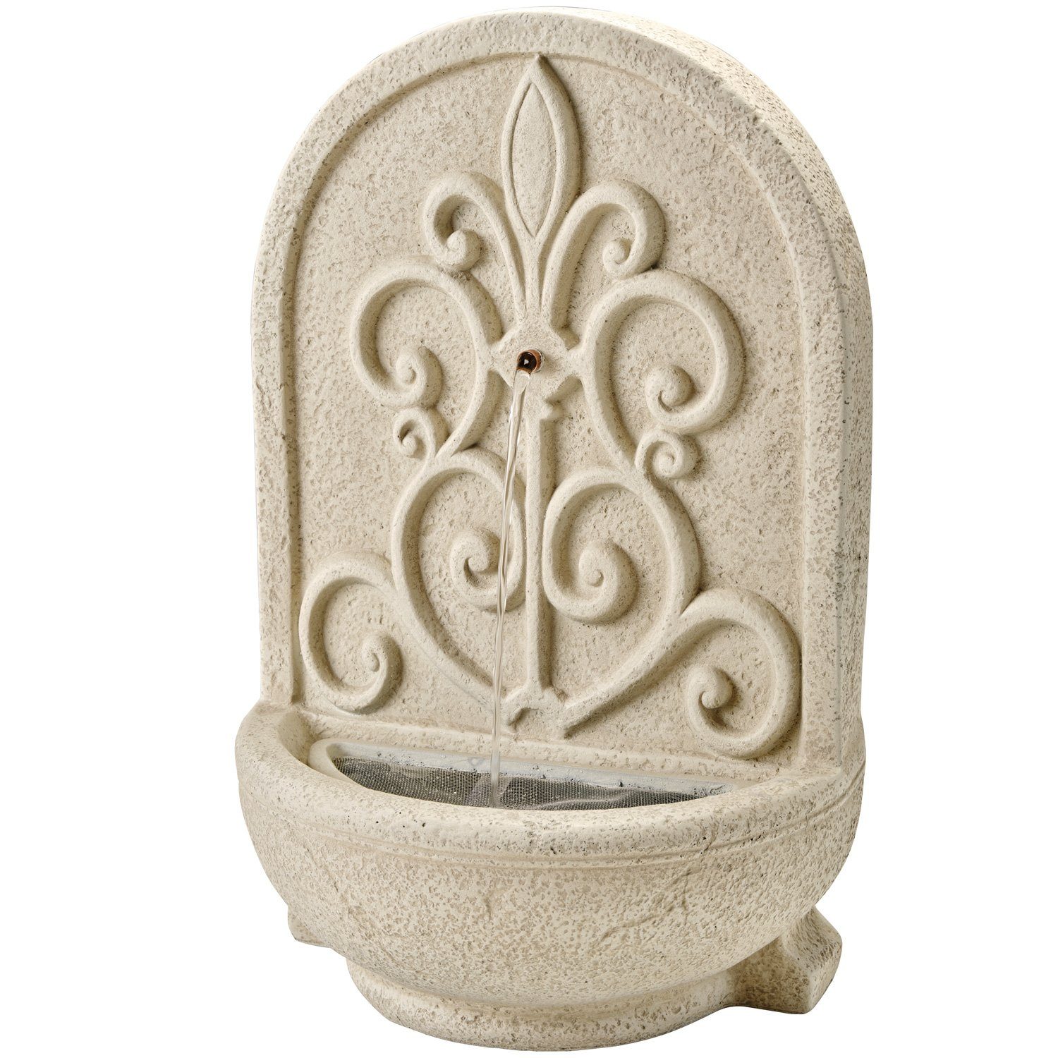 MARELIDA Gartenbrunnen Brunnen rund Wandbrunnen Standbrunnen beige Zierbrunnen 54cm, 36 cm Breite