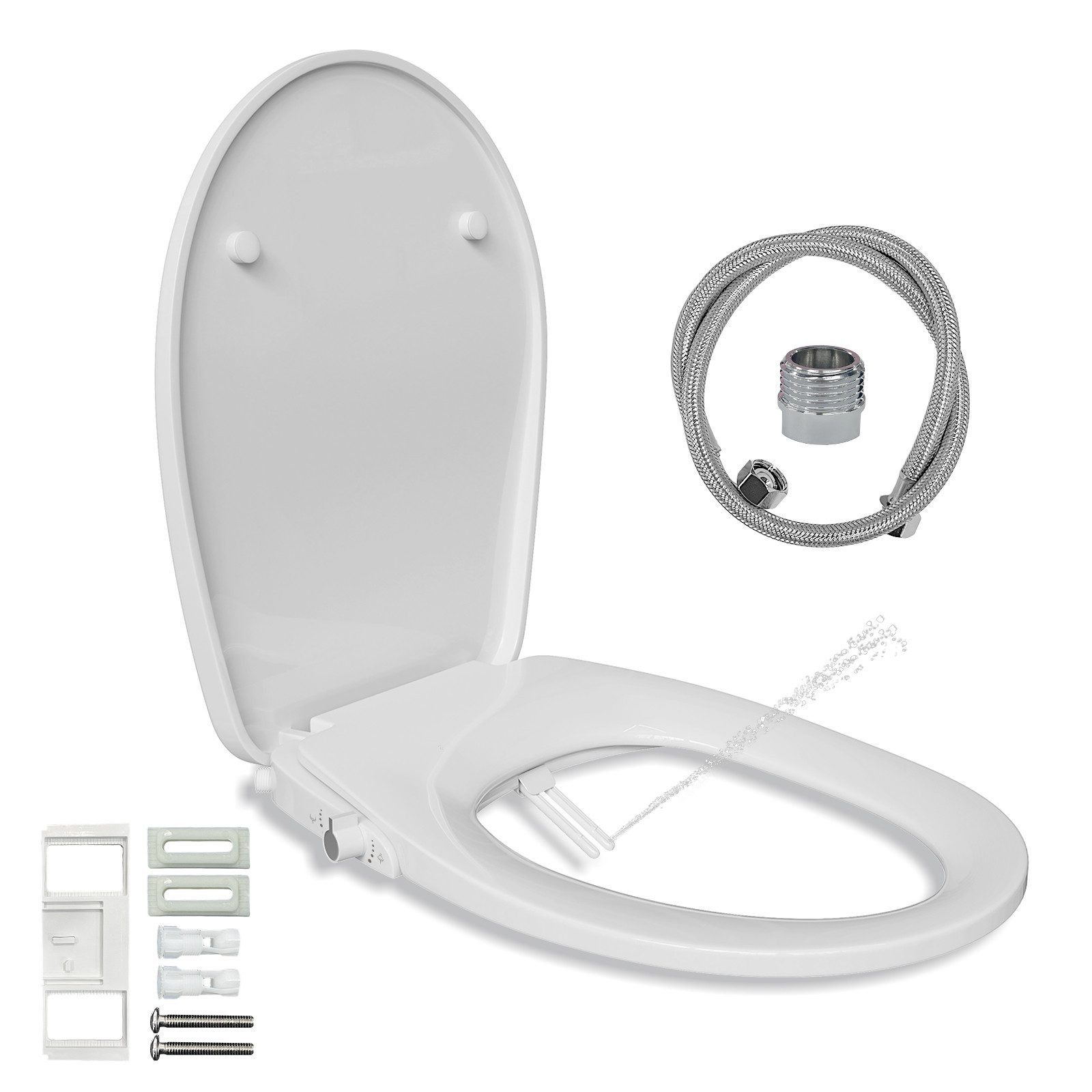 HOROW Dusch-WC-Sitz Toilettendeckel mit Bidet, Bidet Einsatz (WC-Sitz), Absenkautomatik, Duroplast, zurReinigung abnehmbar