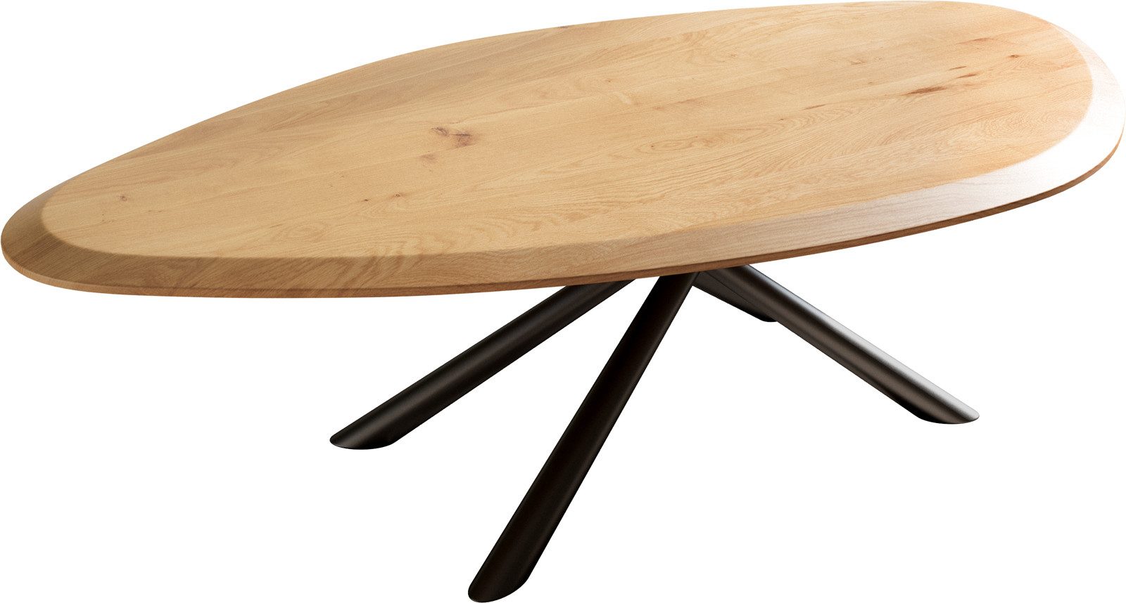 DELIFE Couchtisch Edge, Organisch 140x76 cm Eiche Natur Sarity Metall Schwarz Flow-Edge