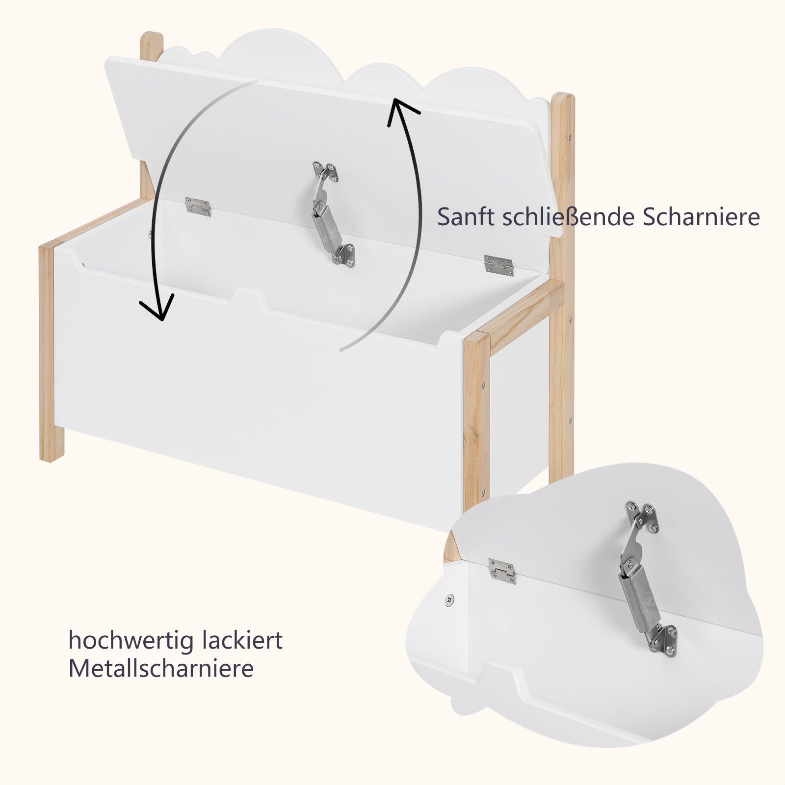Woltu Truhenbank (1-St), Kindersitzbank mit Stauraum, 2 in 1 Spielzeugkiste