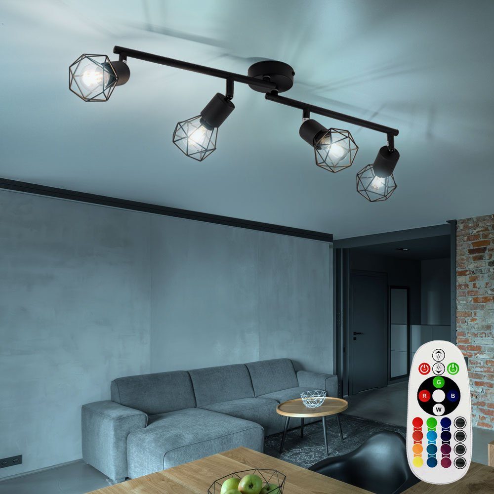 etc-shop LED Deckenleuchte, Leuchtmittel inklusive, Warmweiß, Farbwechsel, Decken Leuchte DIMMBAR Käfig Spot Lampe verstellbar