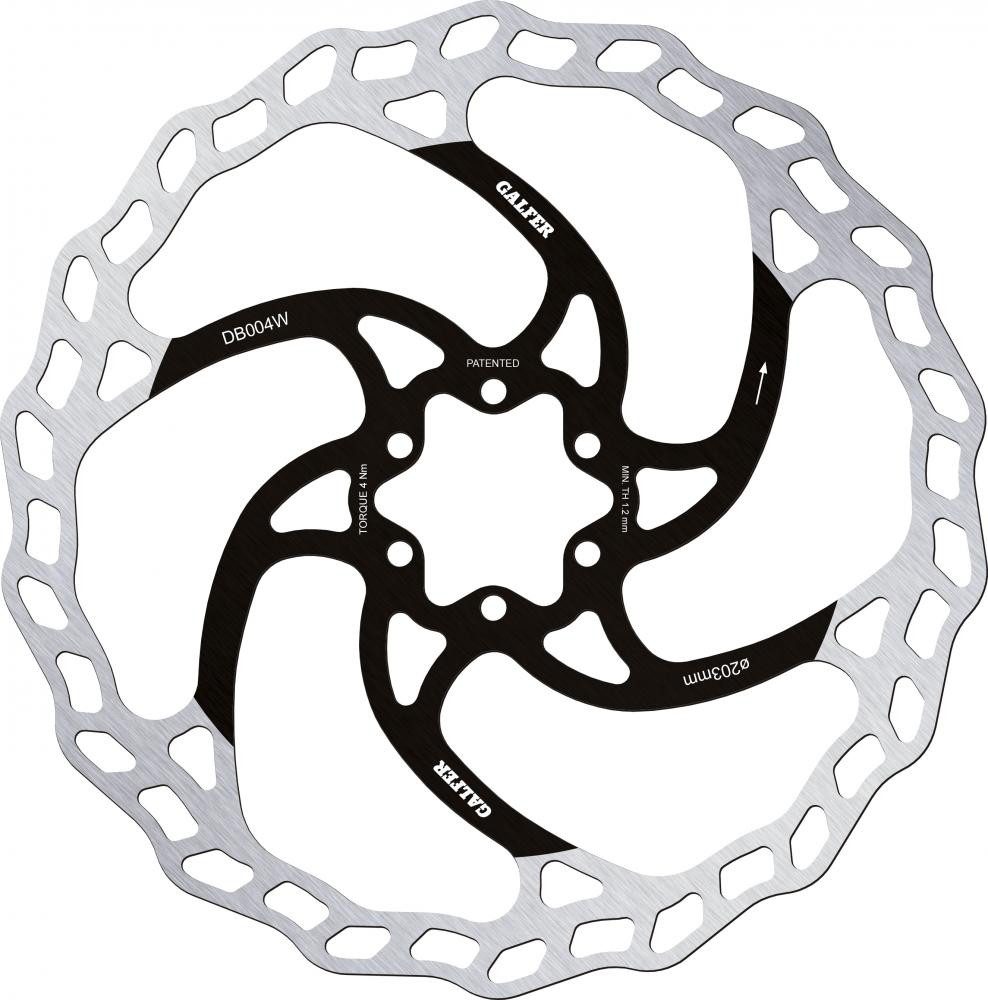 Galfer Scheibenbremse Galfer Wave Bremsscheibe MTB 6-Loch Ø 203 mm Silber - Hitzebeständig &