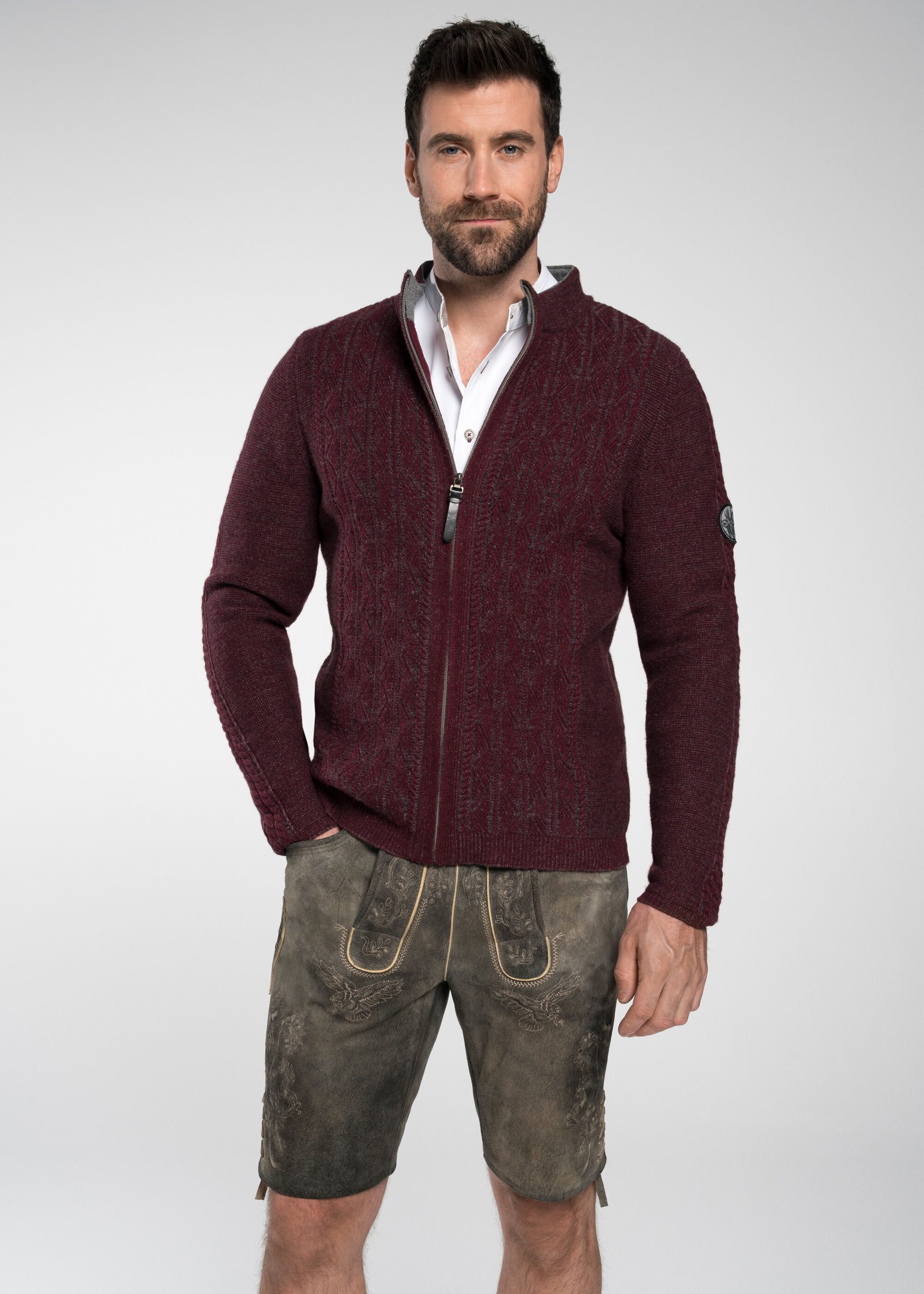 Spieth & Wensky Trachtenstrickjacke Strickjacke "Filch" (1-tlg) Ärmelpatch auf dem linken Oberarm