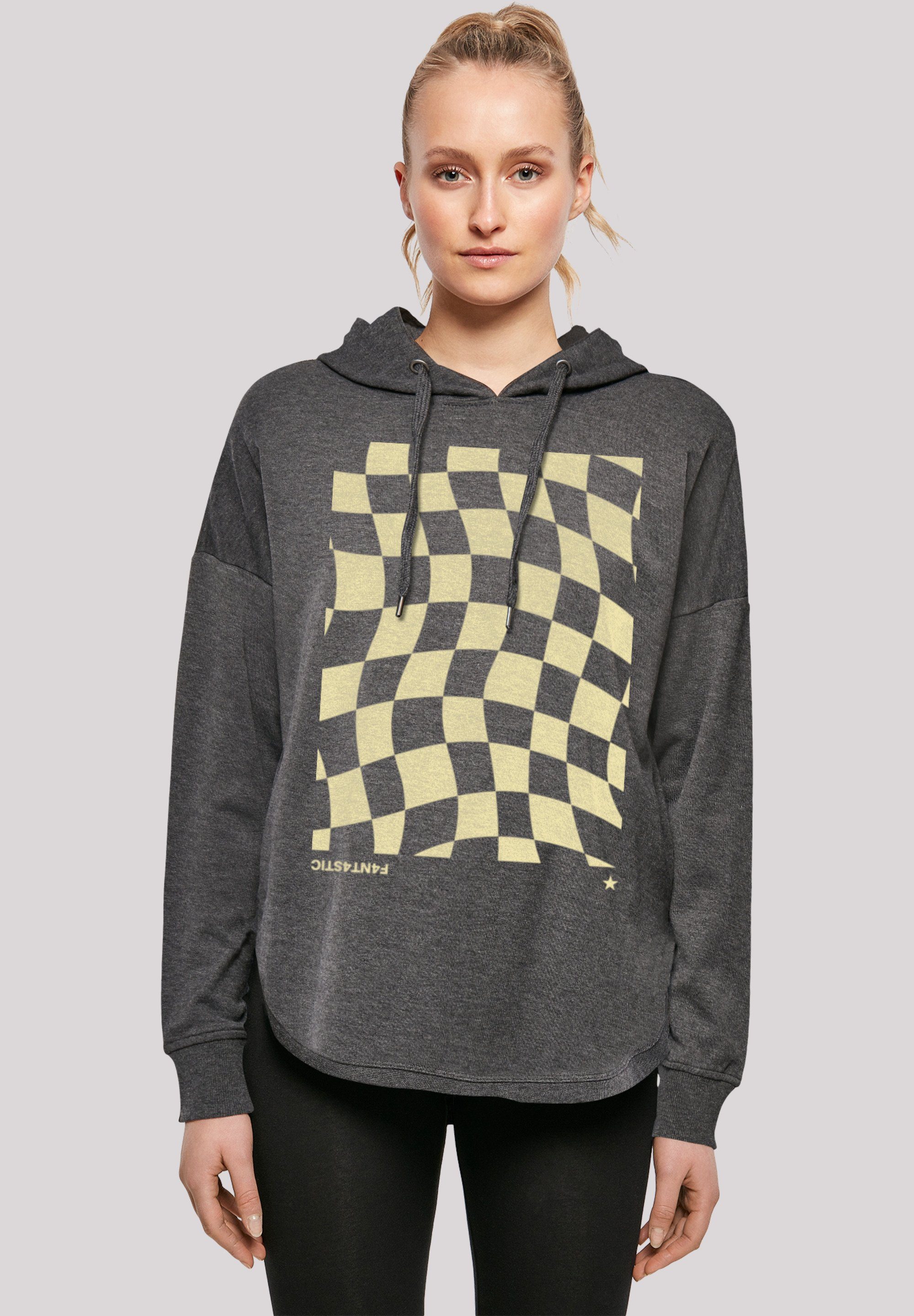 F4NT4STIC Kapuzenpullover Wavy Schach Muster Print charcoal