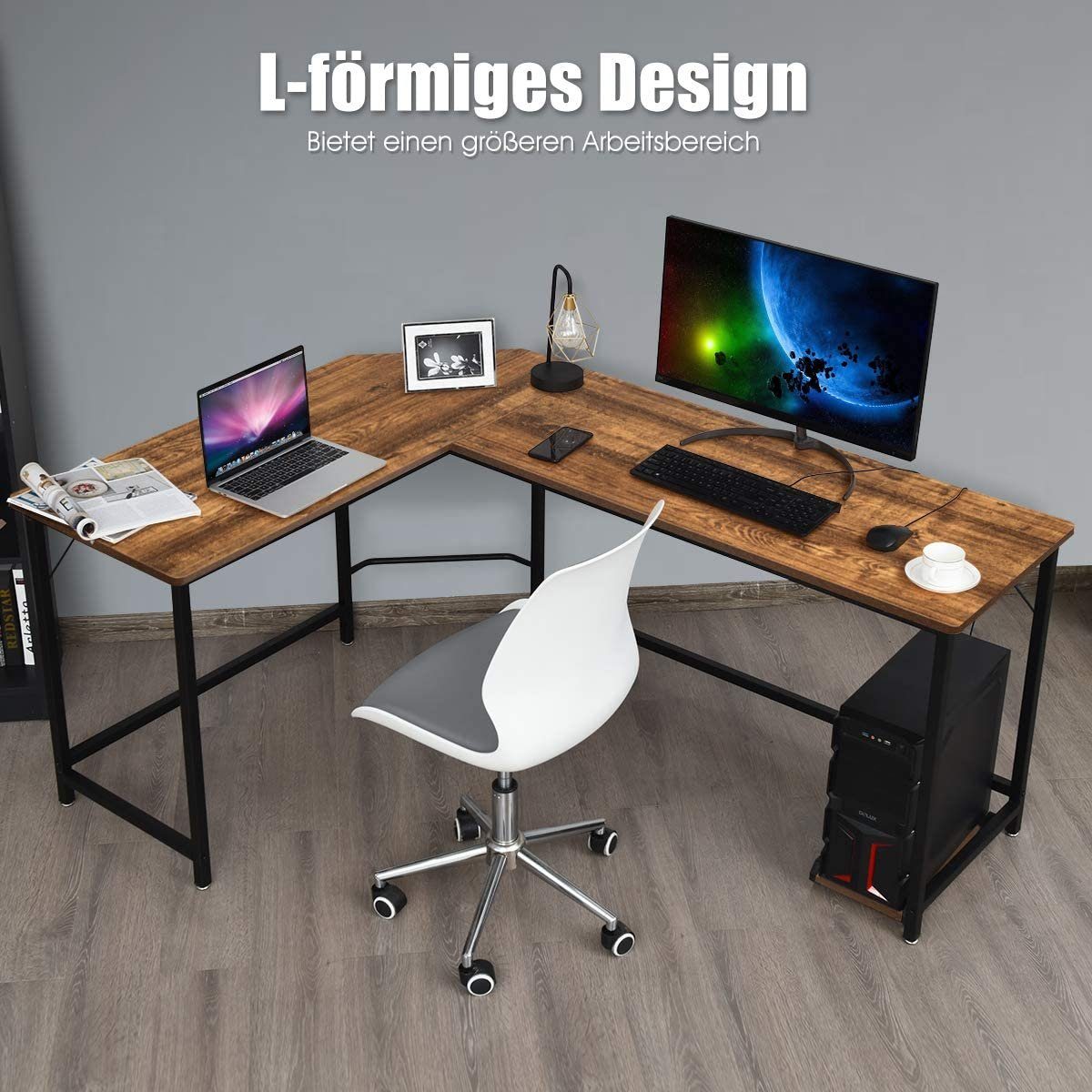 KOMFOTTEU Eckschreibtisch Computertisch Gaming Tisch, in günstig online kaufen