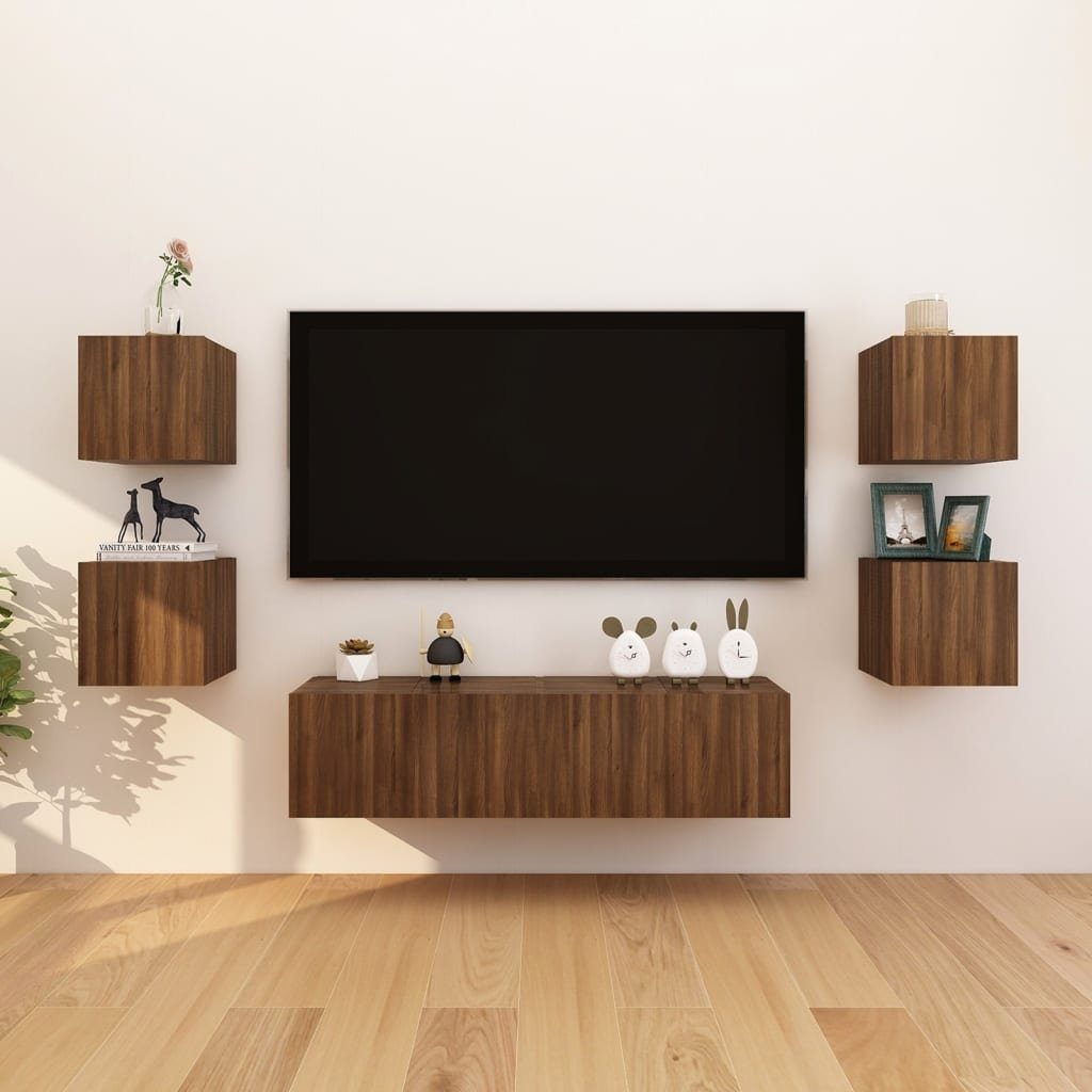 furnicato TV-Schrank TV-Wandschränke 4 30,5x30x30 cm Braun Stk. Eiche