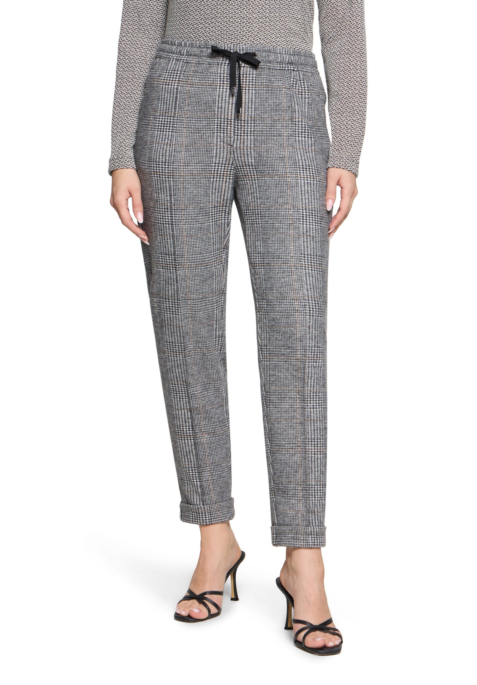 Betty&Co Bundfaltenhose Damen Karo-Hose mit Bindegürtel günstig online kaufen