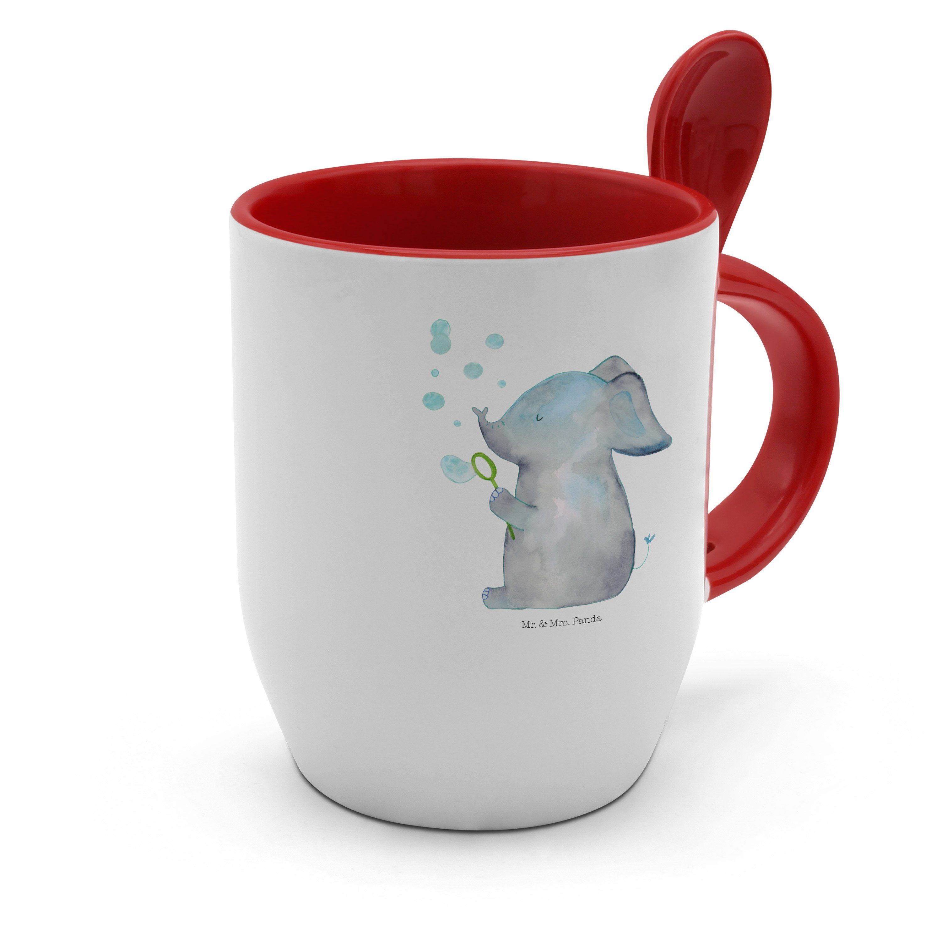 Keramik - Weiß - Geschenk, Gute Elefant L, Mrs. Mr. & Panda Elefanten, Seifenblasen Tiermotive, Tasse